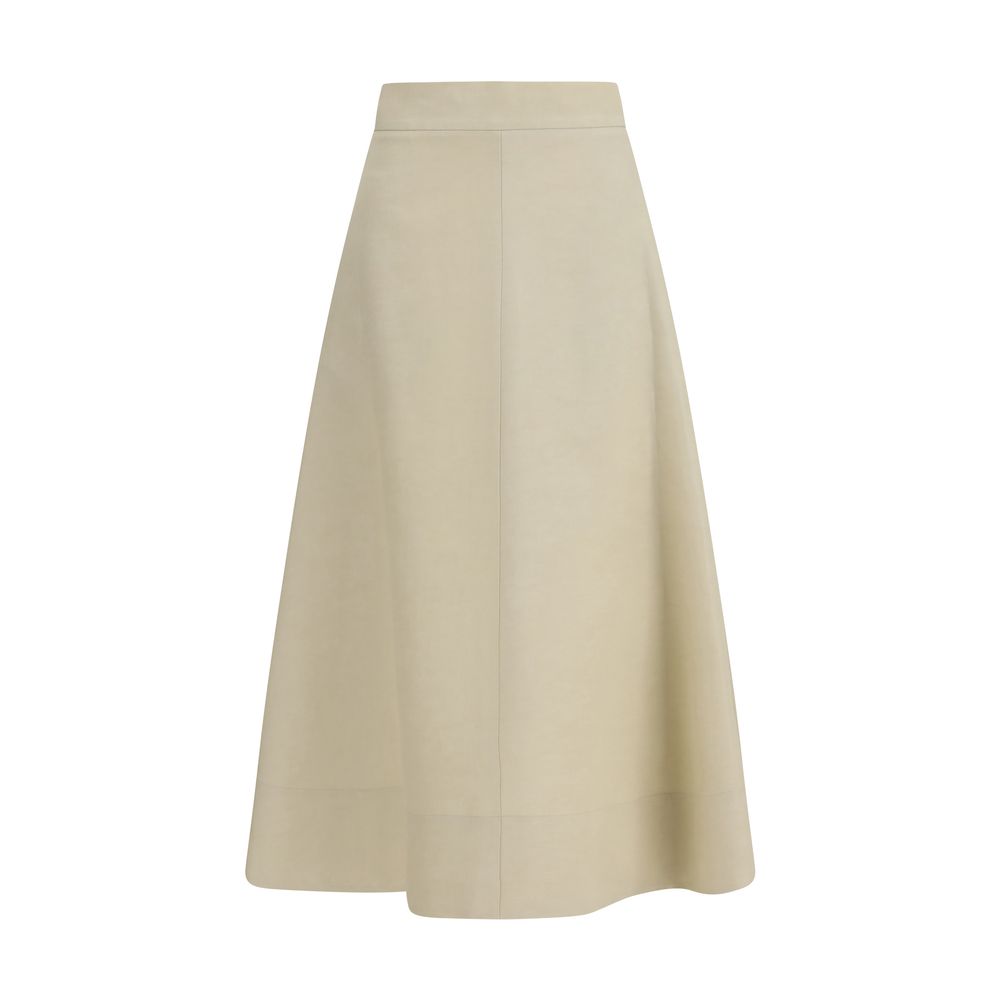 P.A.R.O.S.H. Beige Linen Midi Skirt | Regal Royce