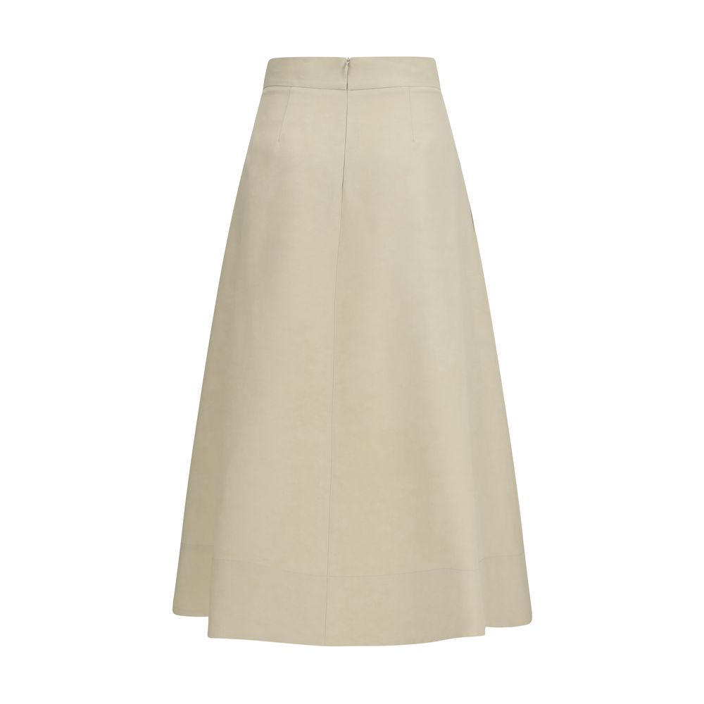 P.A.R.O.S.H. Beige Linen Midi Skirt | Regal Royce
