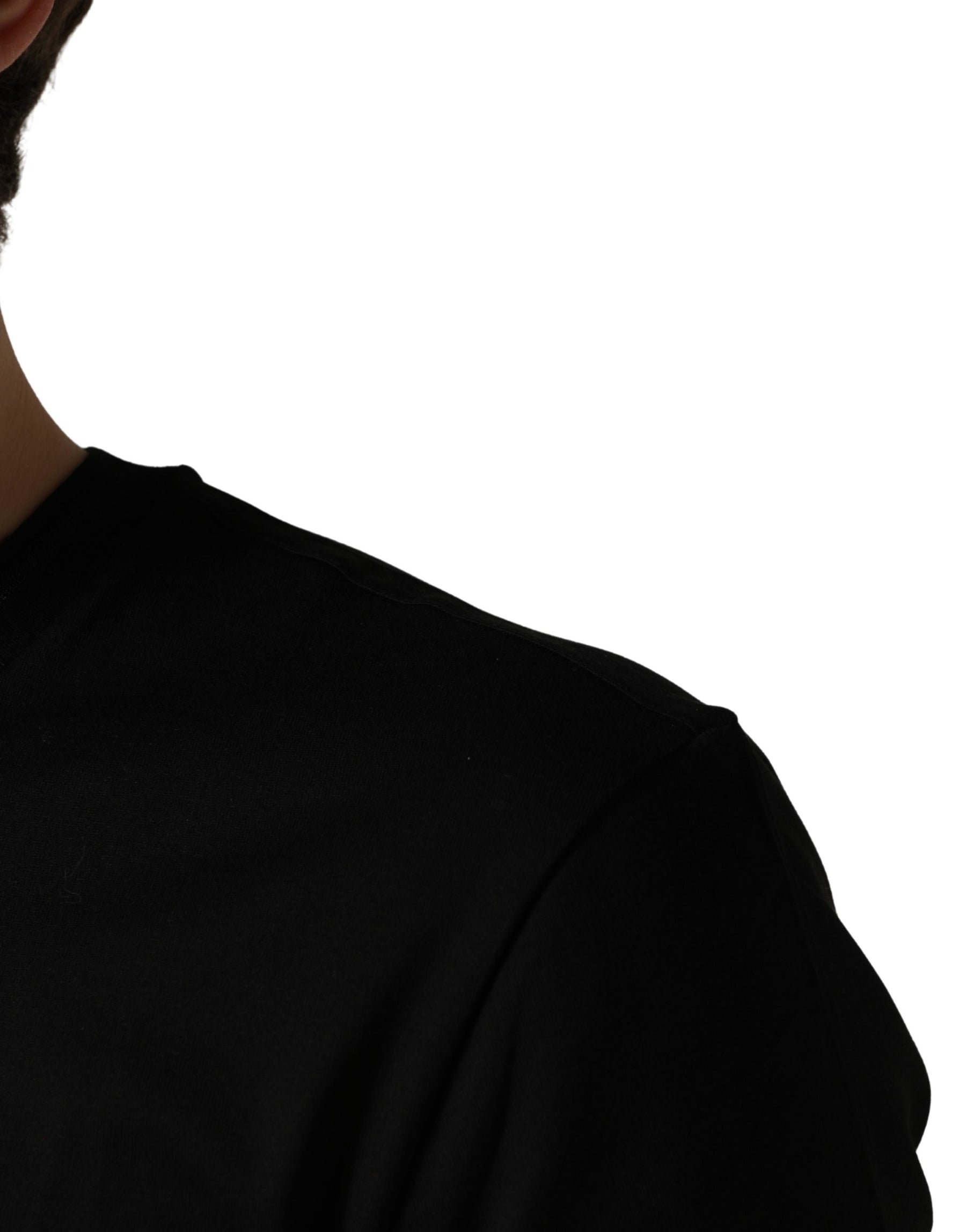 Dolce & Gabbana Black King Patch Cotton Men CrewNeck T-shirt | Regal Royce