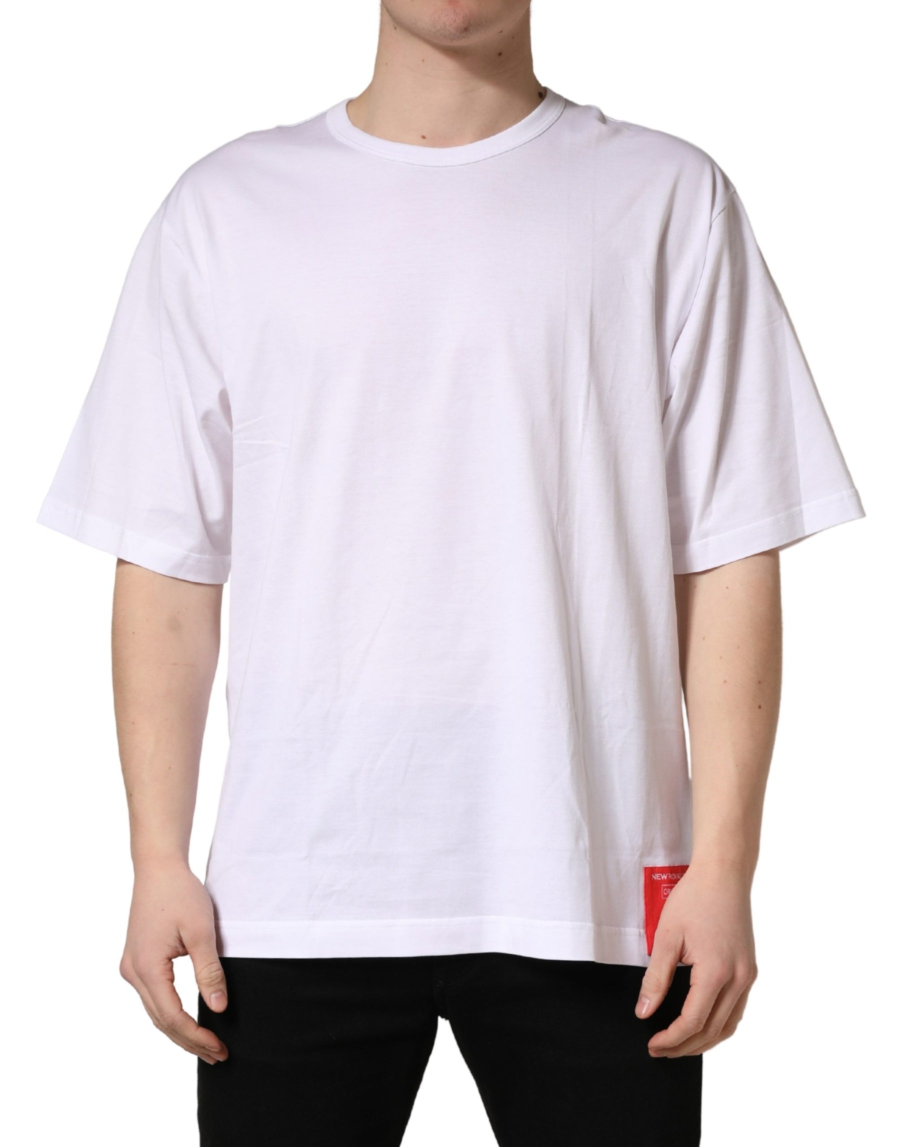 Dolce & Gabbana White Cotton Short Sleeves Crew Neck T-shirt | Regal Royce