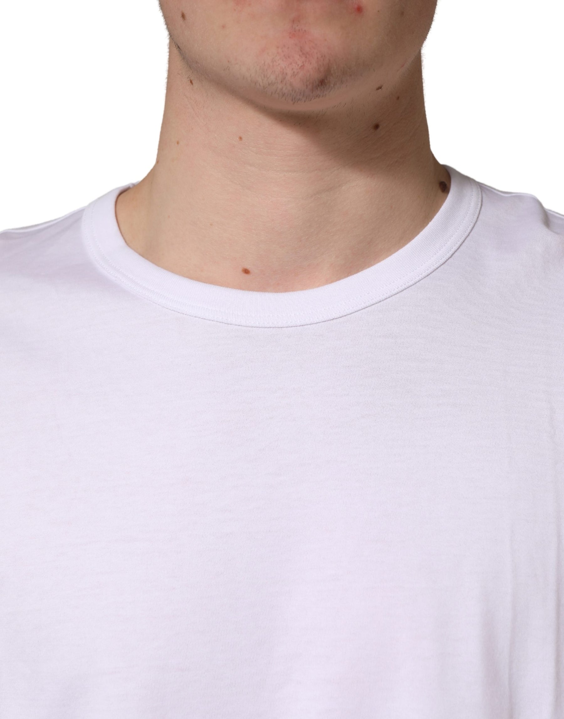 Dolce & Gabbana White Cotton Short Sleeves Crew Neck T-shirt | Regal Royce