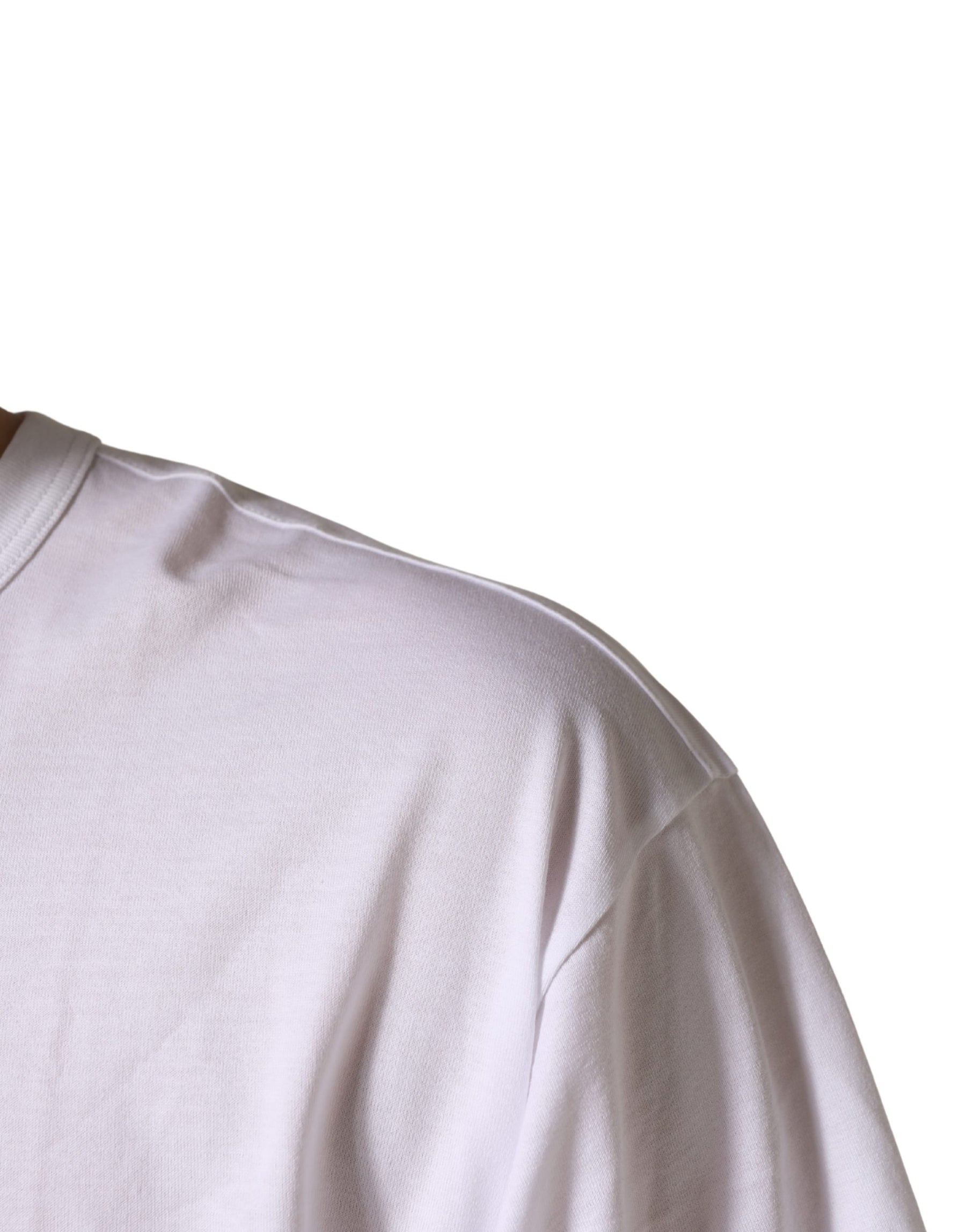 Dolce & Gabbana White Cotton Short Sleeves Crew Neck T-shirt | Regal Royce
