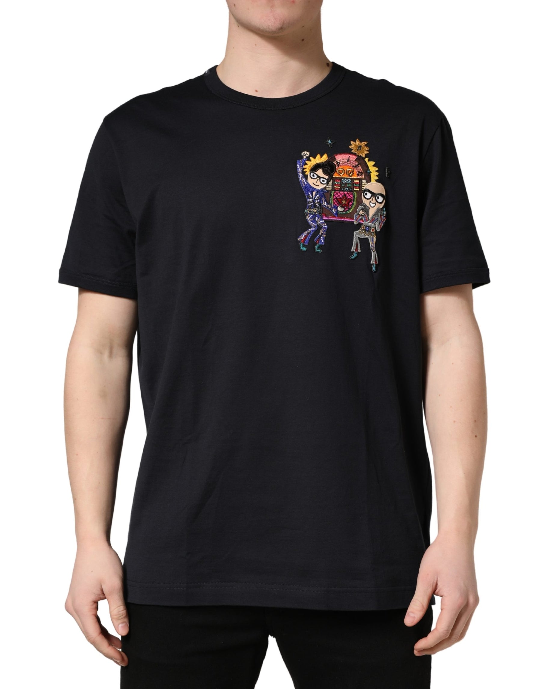 Dolce & Gabbana Black #DGFAMILY Patch Men Crew Neck T-shirt | Regal Royce