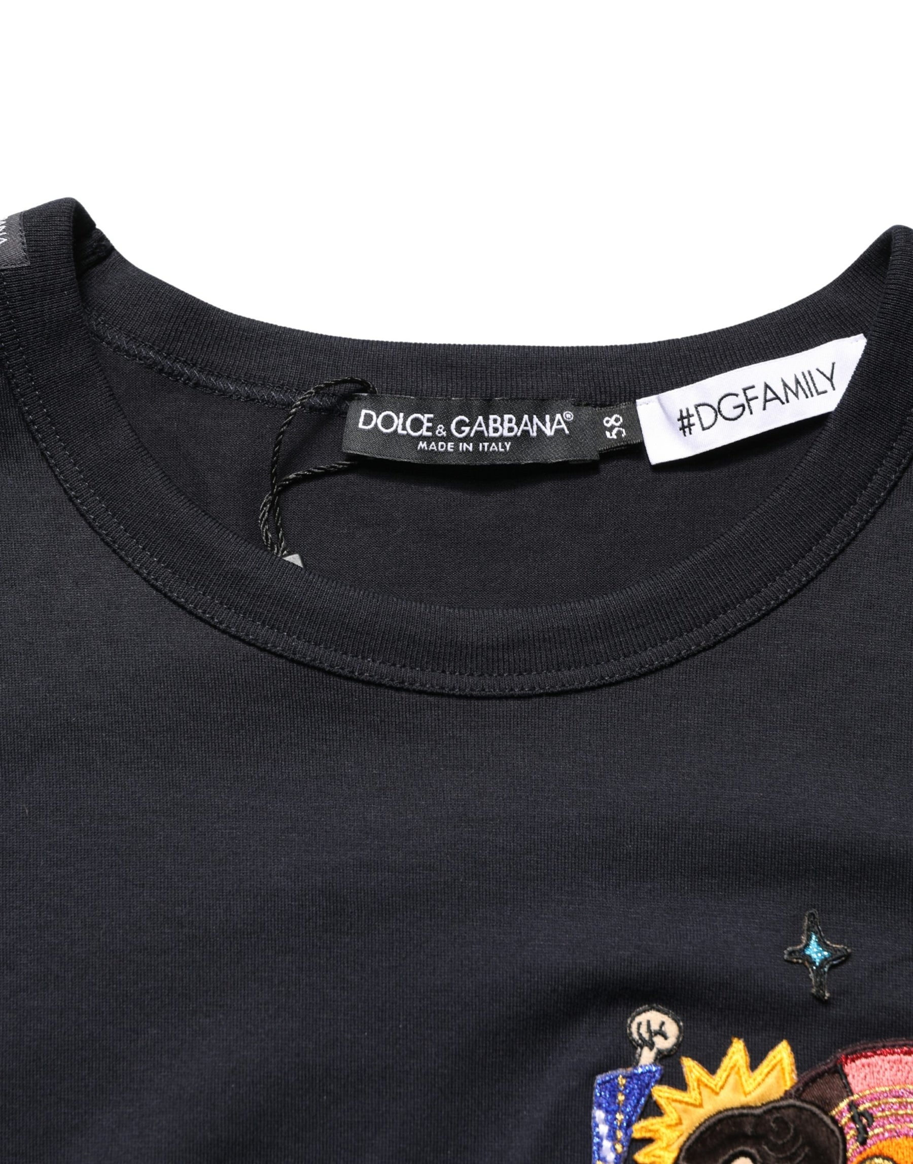 Dolce & Gabbana Black #DGFAMILY Patch Men Crew Neck T-shirt | Regal Royce