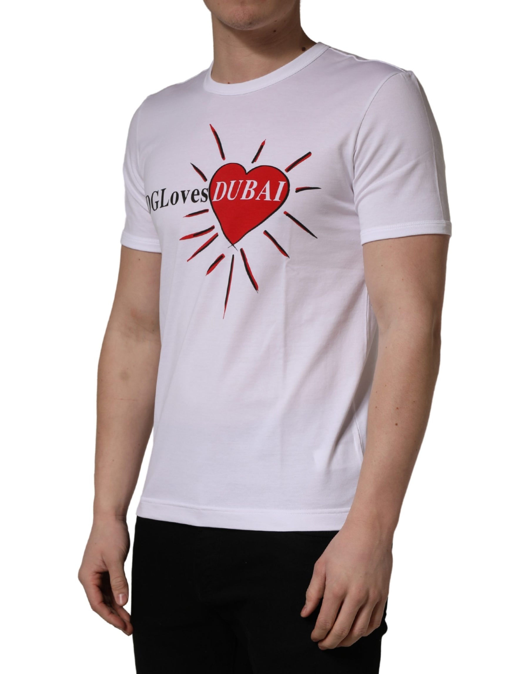Dolce & Gabbana White #DGLovesDUBAI Cotton Crew Neck T-shirt | Regal Royce