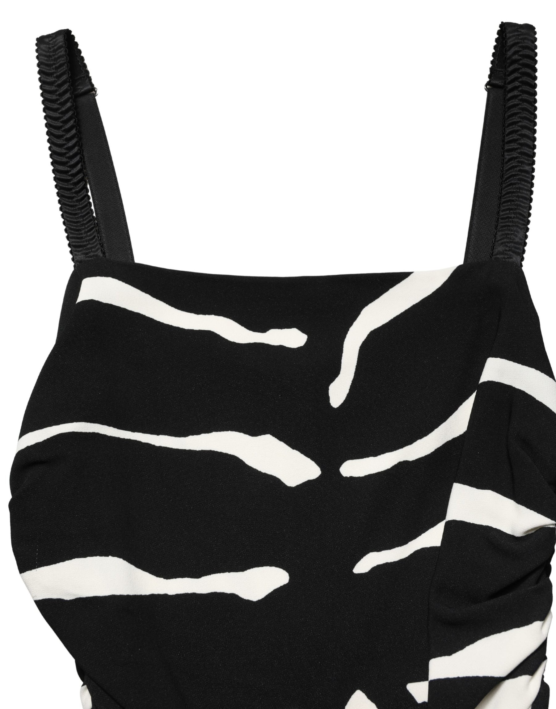 Dolce & Gabbana Black White Zebra Print CadyCalf Length Dress | Regal Royce