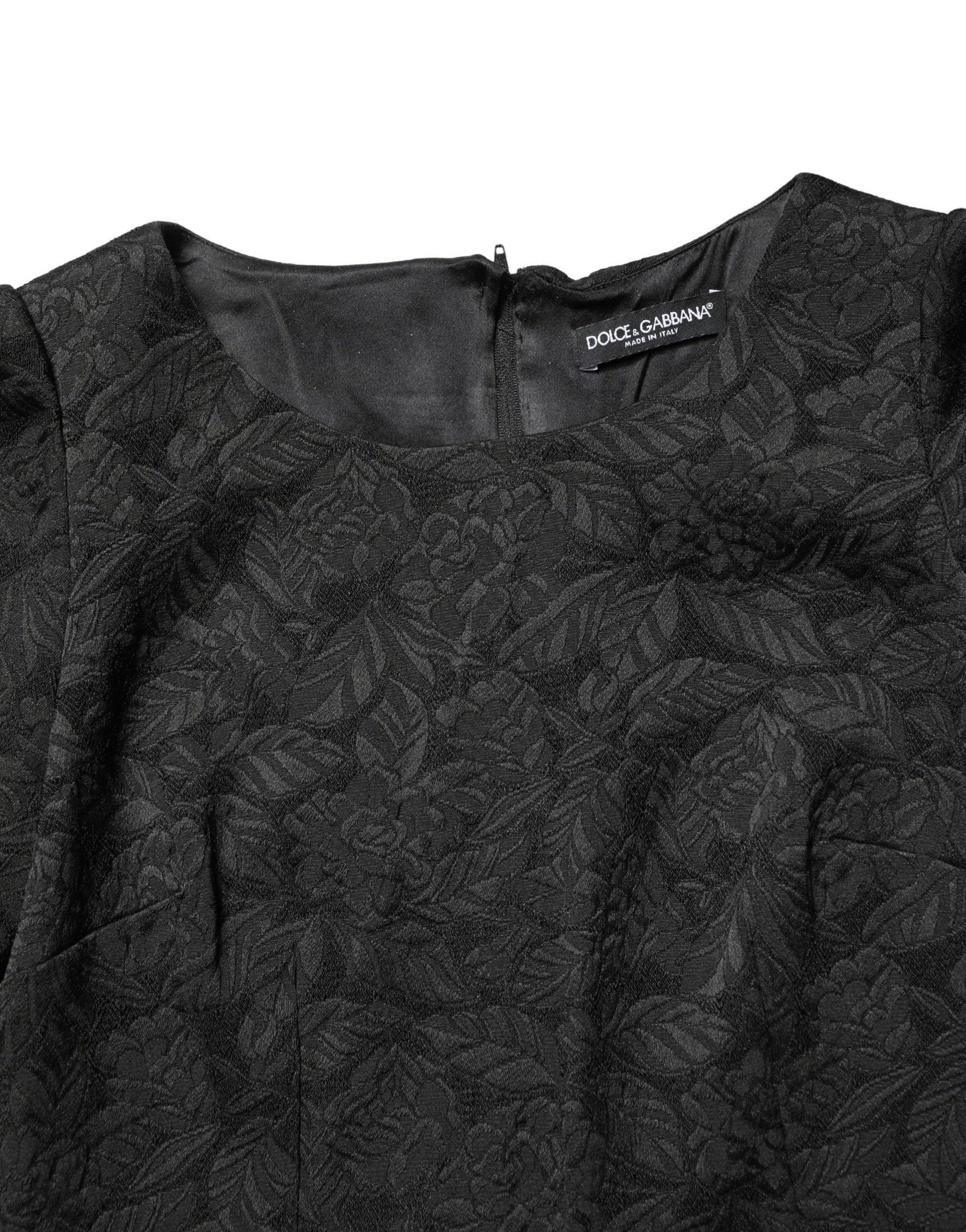 Dolce & Gabbana Black Floral Brocade Sheath Knee Length Dress | Regal Royce