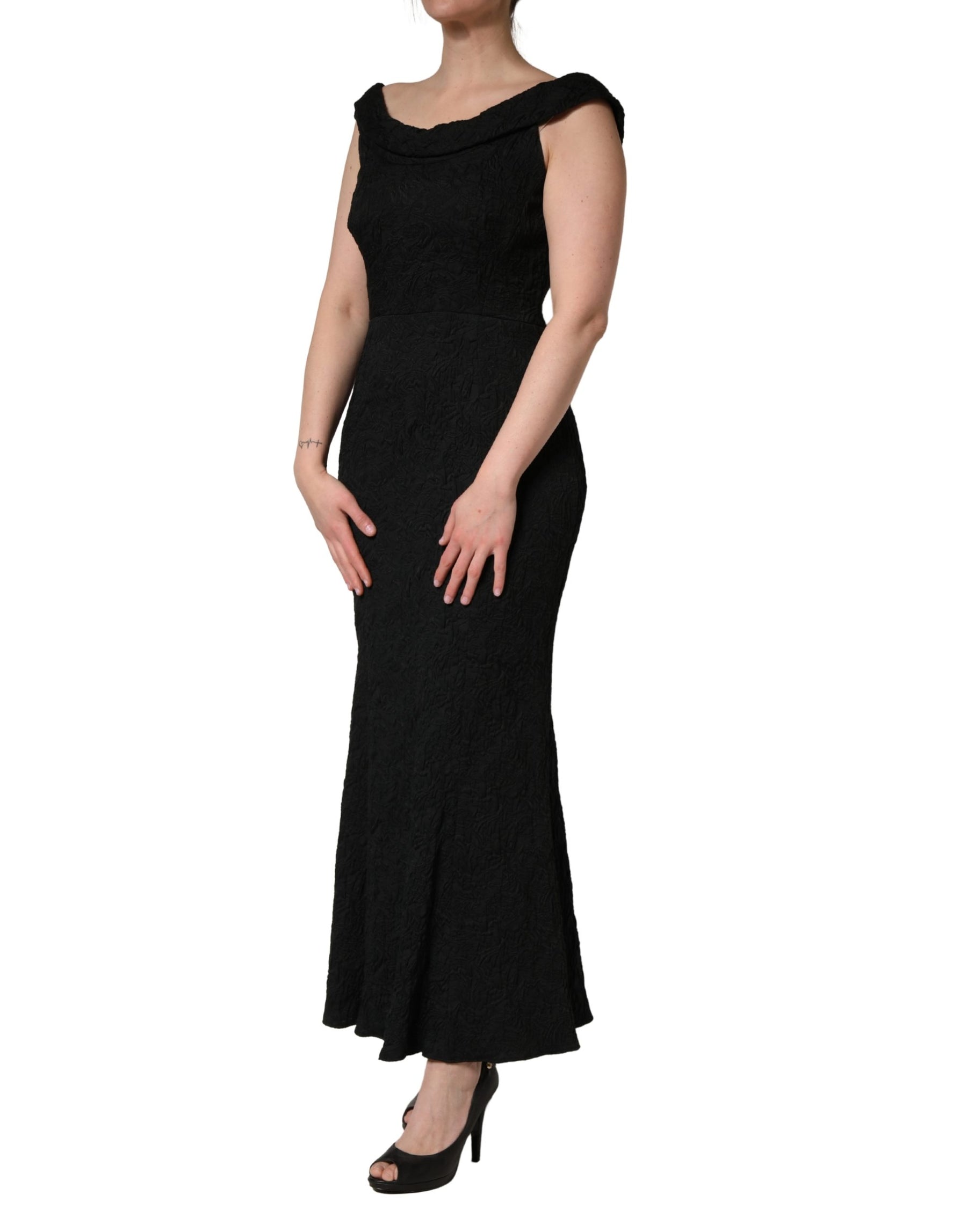 Dolce & Gabbana Black Floral Brocade Sheath Mermaid Dress | Regal Royce