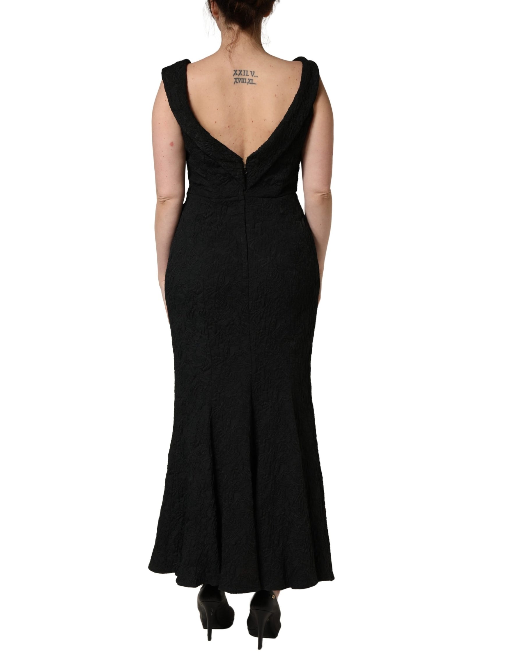 Dolce & Gabbana Black Floral Brocade Sheath Mermaid Dress | Regal Royce