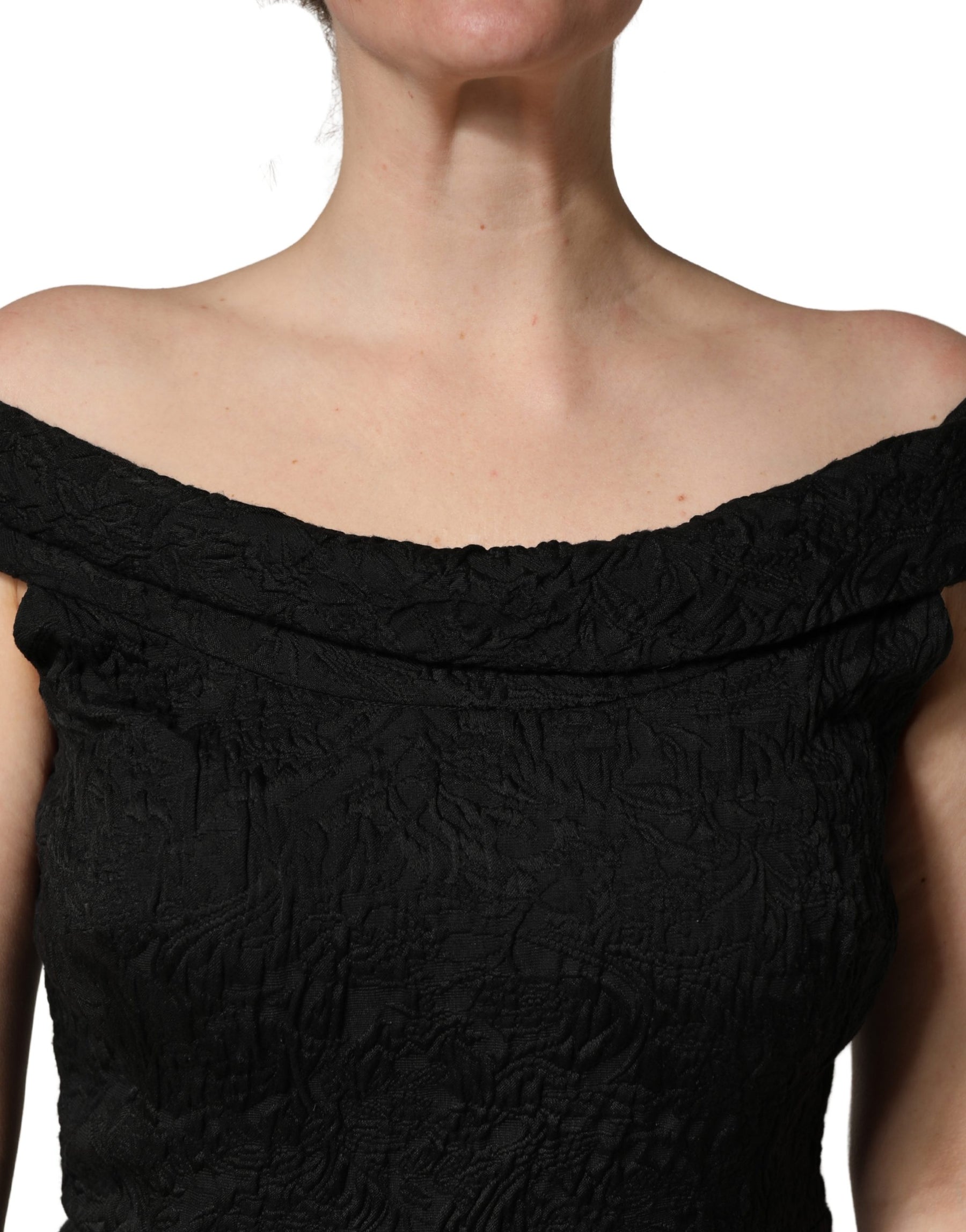 Dolce & Gabbana Black Floral Brocade Sheath Mermaid Dress | Regal Royce
