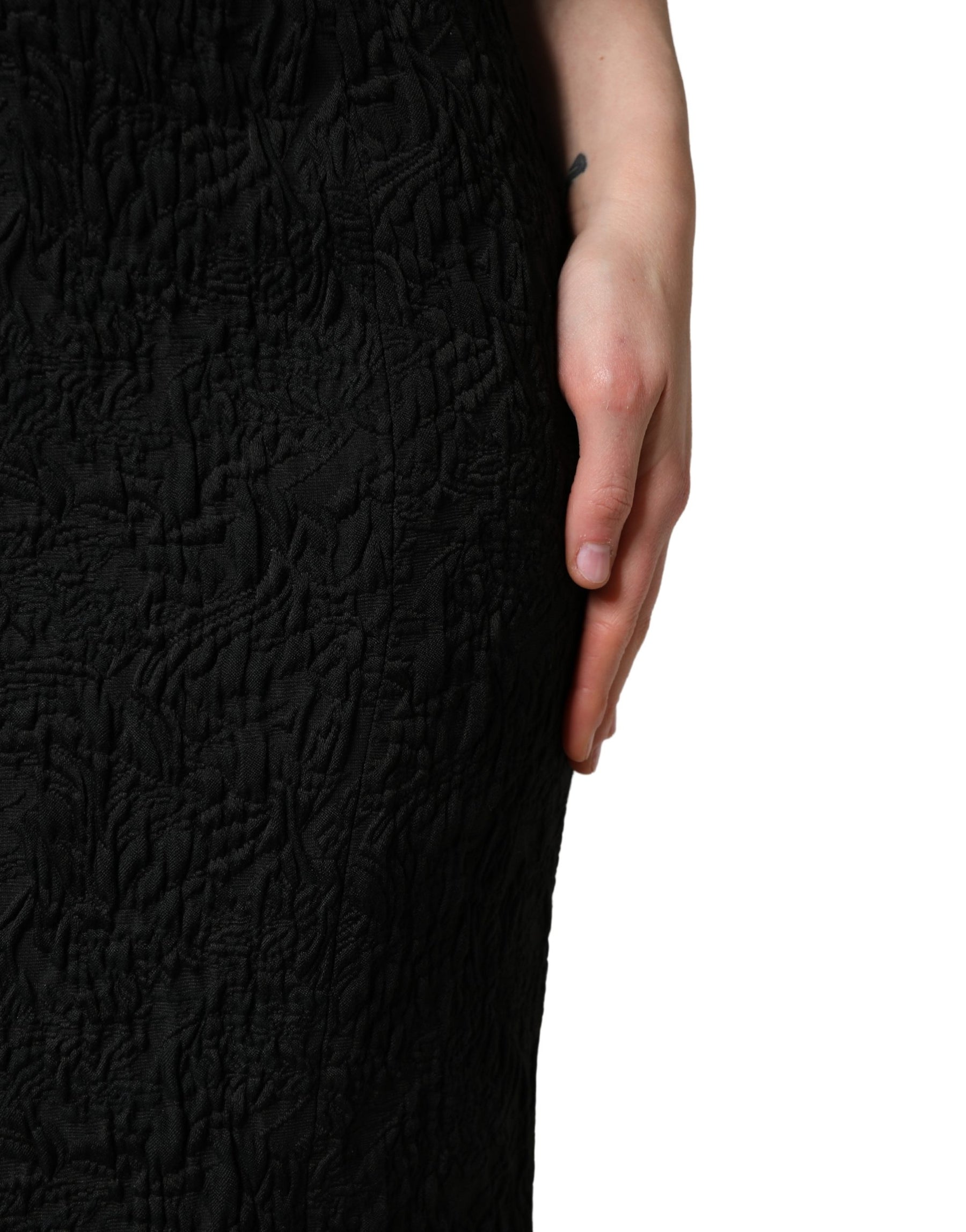 Dolce & Gabbana Black Floral Brocade Sheath Mermaid Dress | Regal Royce