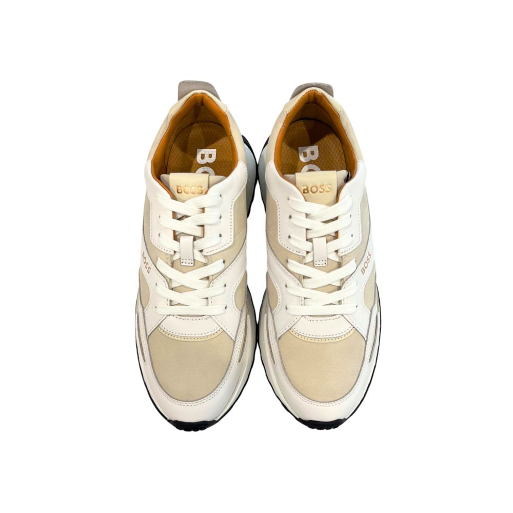 Hugo Boss White Leather Men Sneaker | Regal Royce