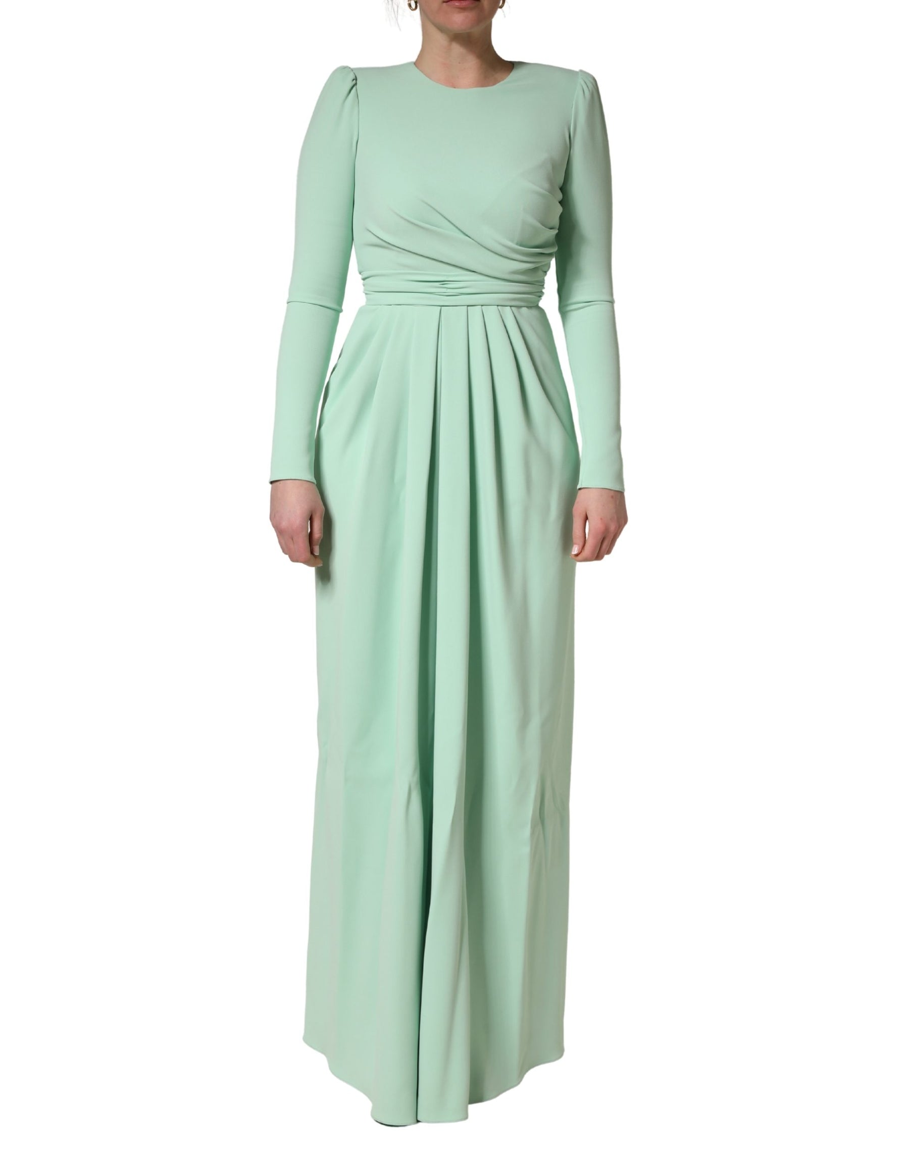 Dolce & Gabbana Green Viscose Long Sleeves Long Gown Dress | Regal Royce