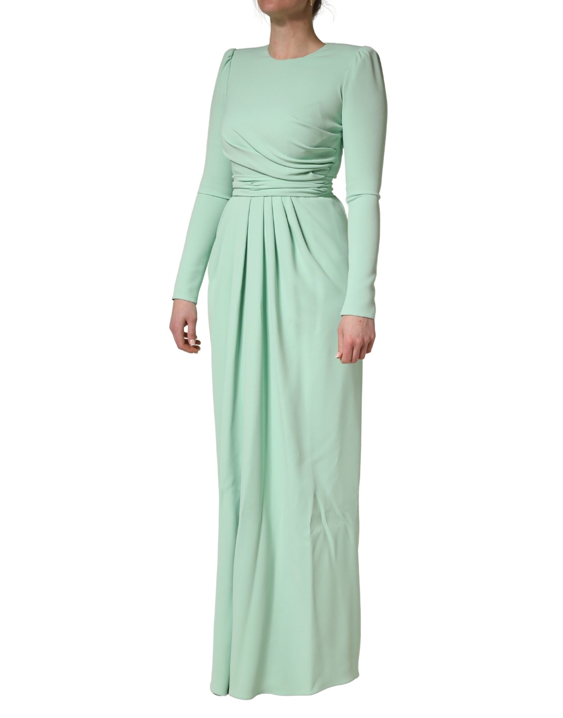 Dolce & Gabbana Green Viscose Long Sleeves Long Gown Dress | Regal Royce
