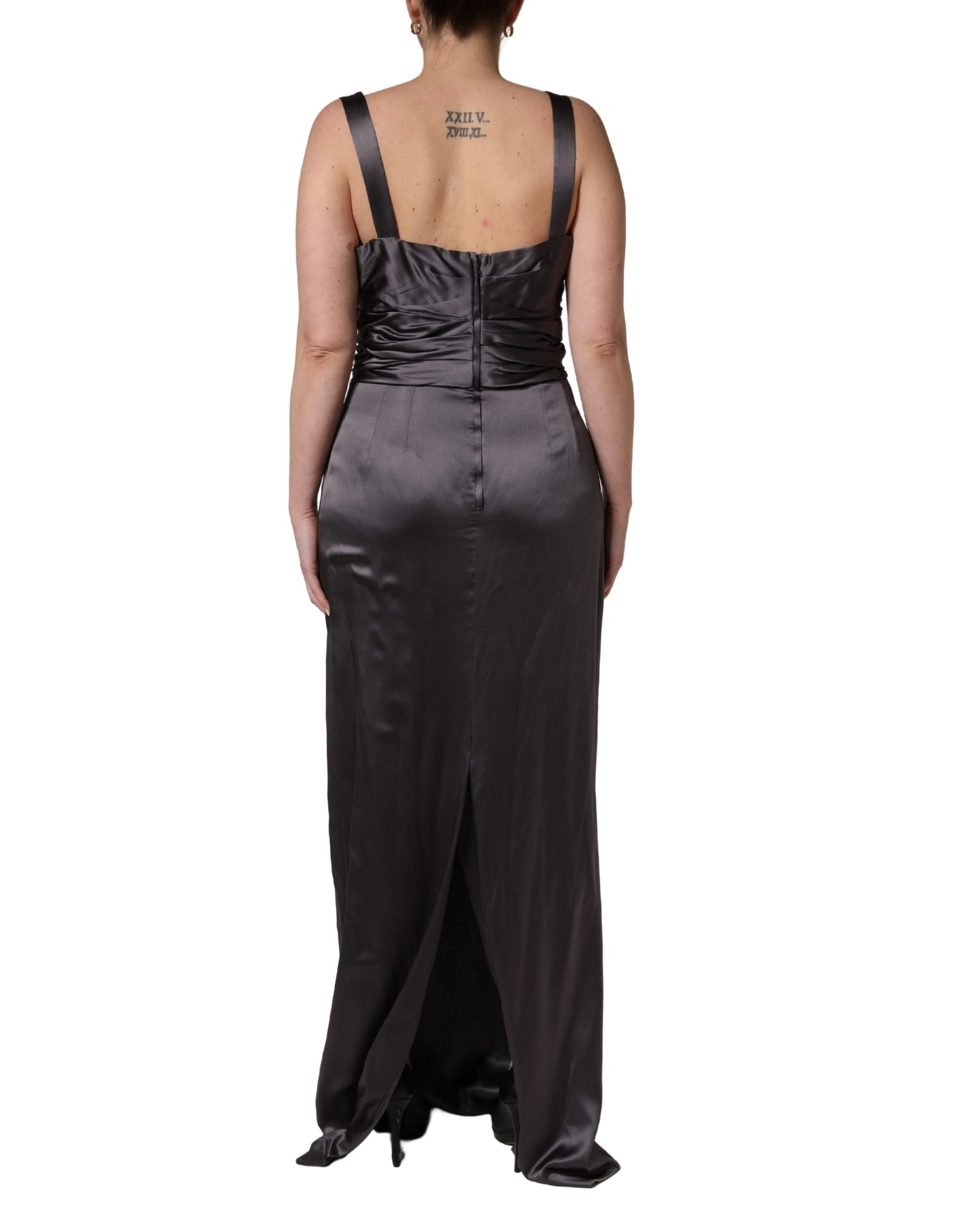 Dolce & Gabbana Black Satin Sleeveless Sweetheart Dress | Regal Royce