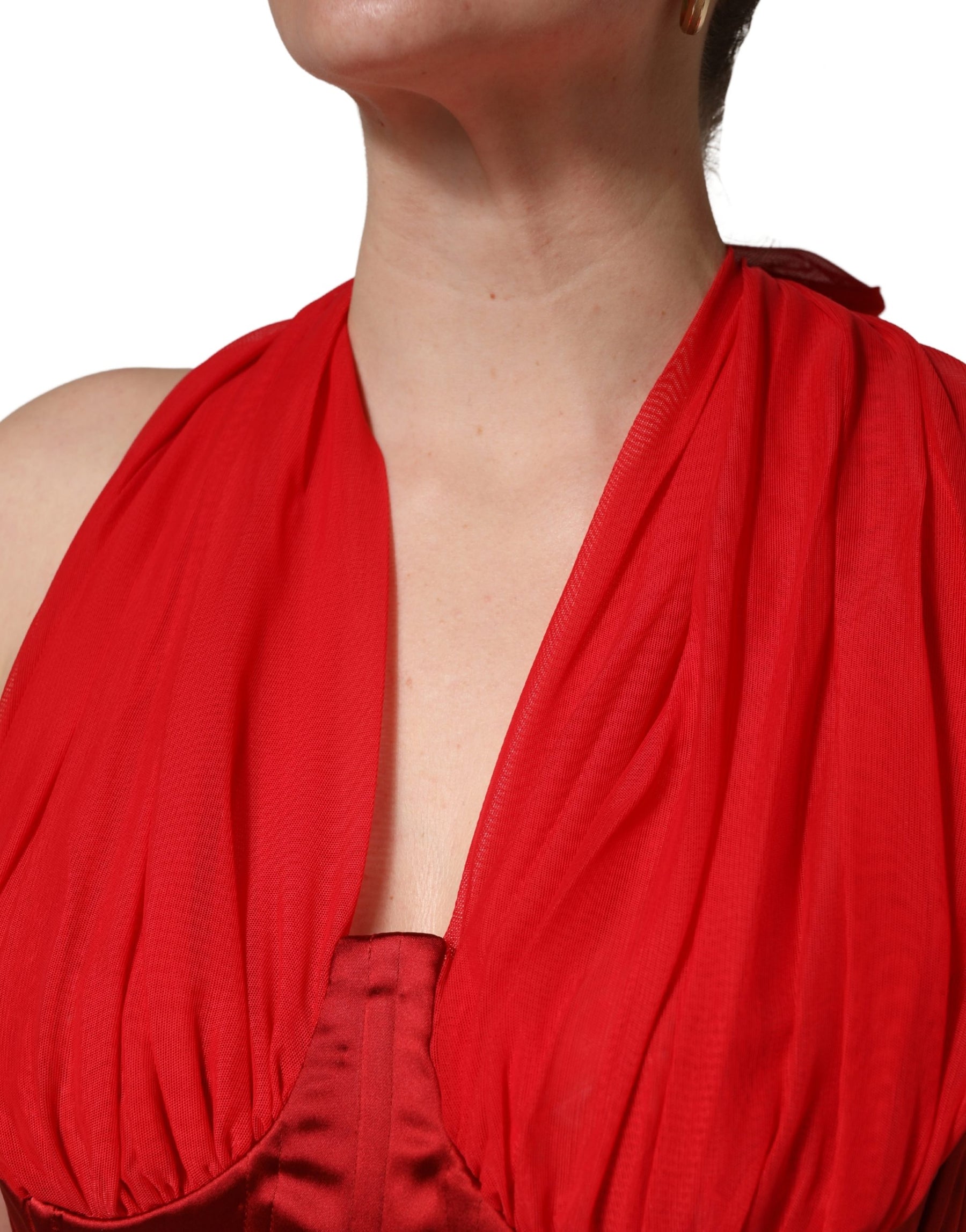 Dolce & Gabbana Red Halter Corset Sleeveless Sheath  Dress | Regal Royce