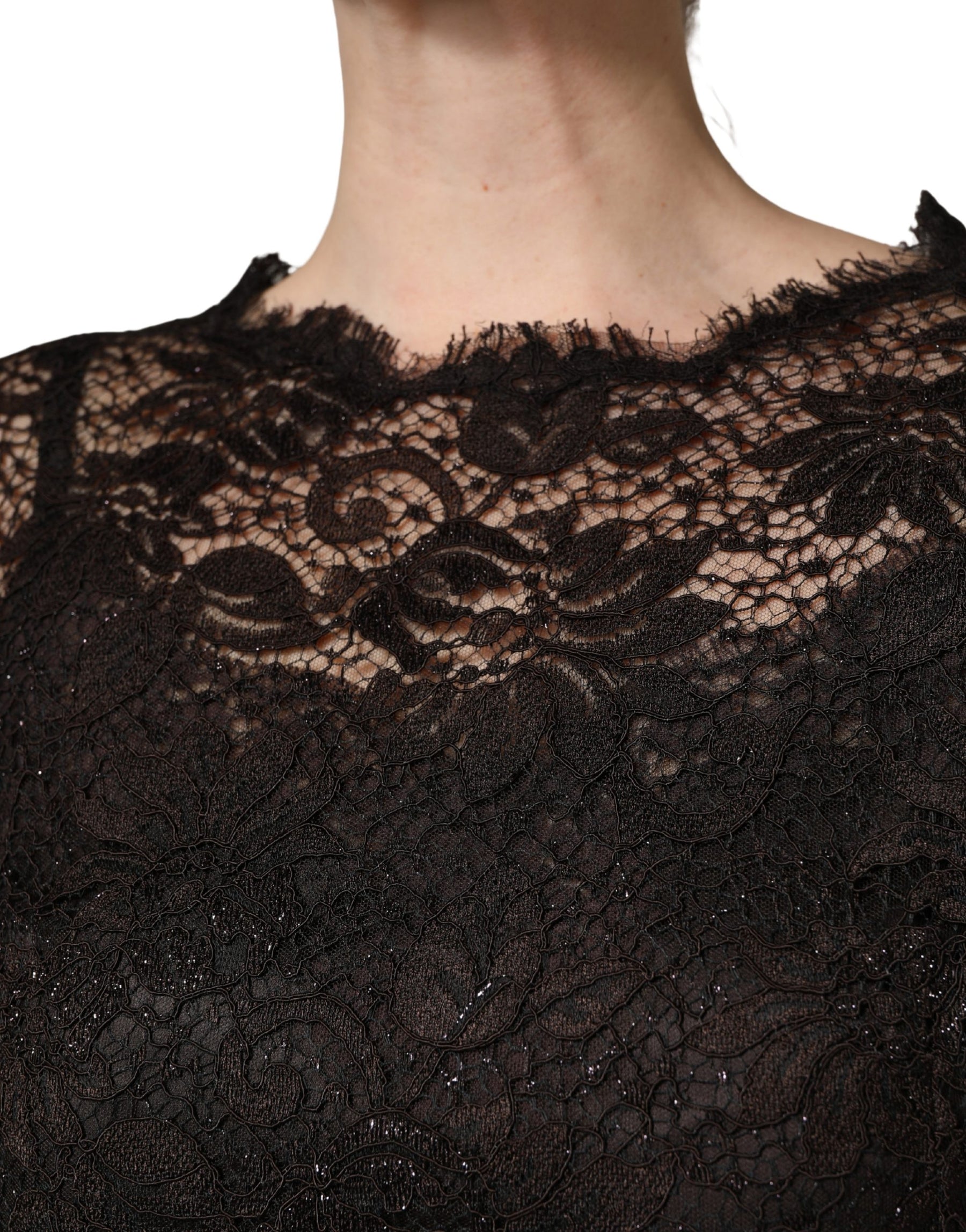 Dolce & Gabbana Black Floral Lace Sheath Long Maxi Dress | Regal Royce