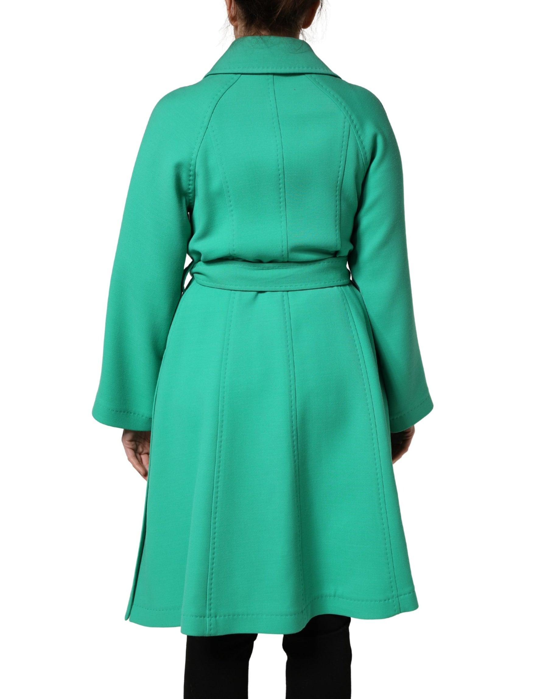 Dolce & Gabbana Green Buttoned Down Belt Trench Coat Jacket | Regal Royce