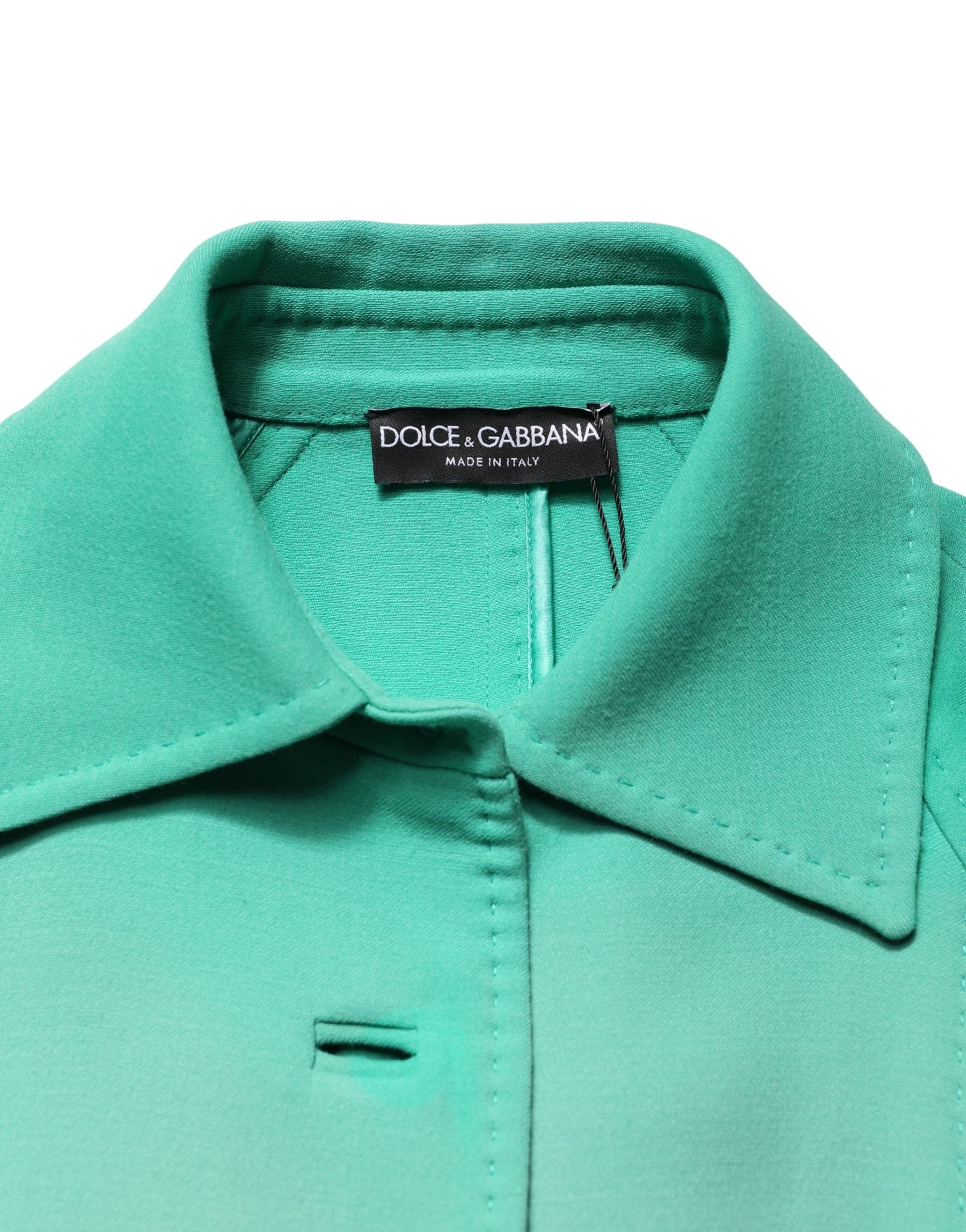 Dolce & Gabbana Green Buttoned Down Belt Trench Coat Jacket | Regal Royce