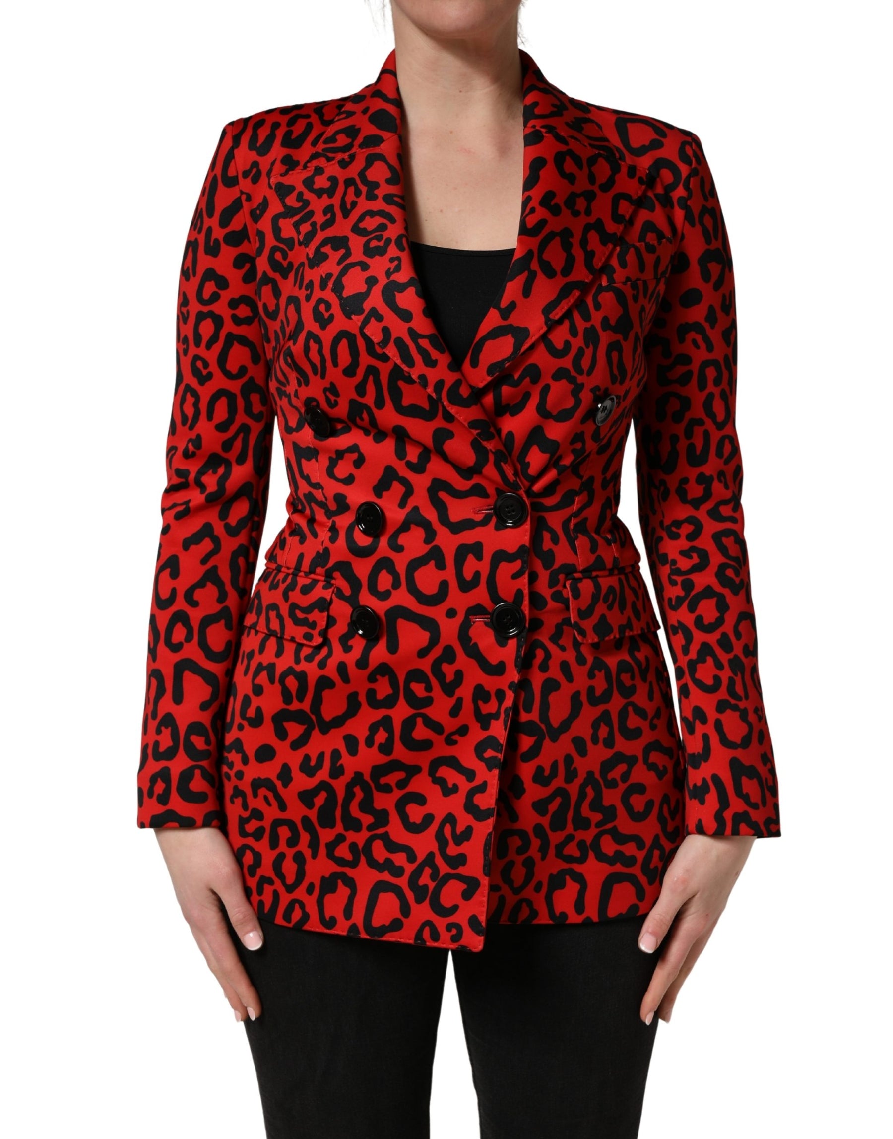 Dolce & Gabbana Red Leopard Double Breasted Coat Jacket | Regal Royce
