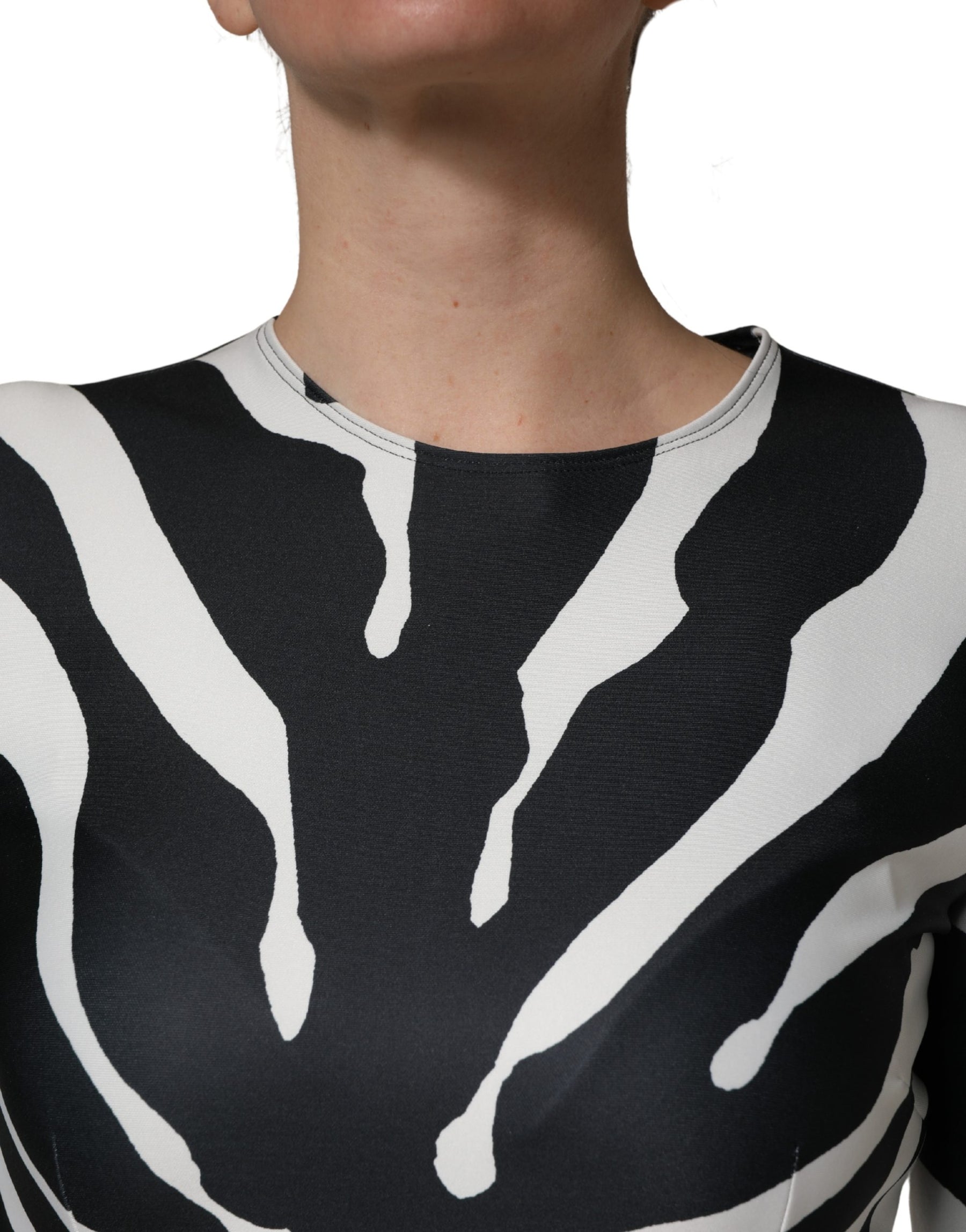 Dolce & Gabbana Black White Polyester Zebra Pattern Jumpsuit | Regal Royce