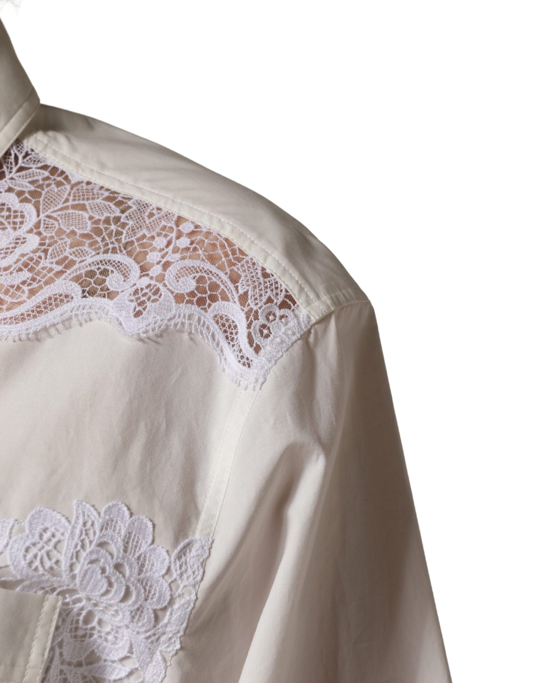 Dolce & Gabbana White Cotton Lace Trim Long Sleeves Jumpsuit | Regal Royce