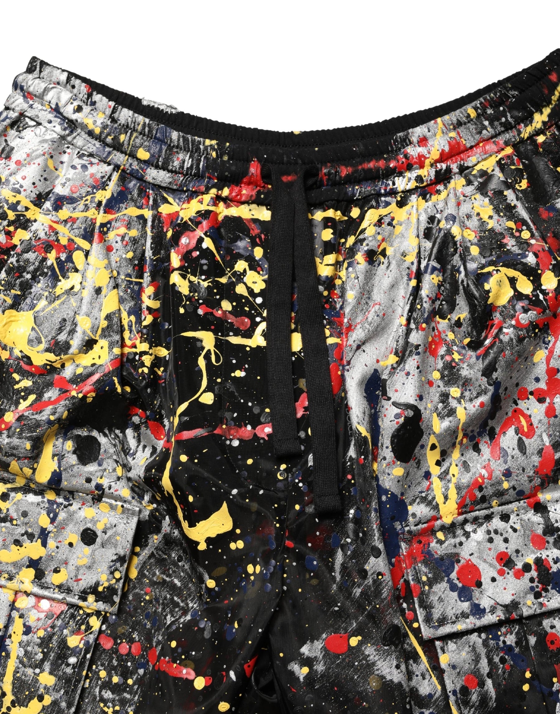 Dolce & Gabbana Black ColorSplash Effect Cargo Cropped Pants | Regal Royce