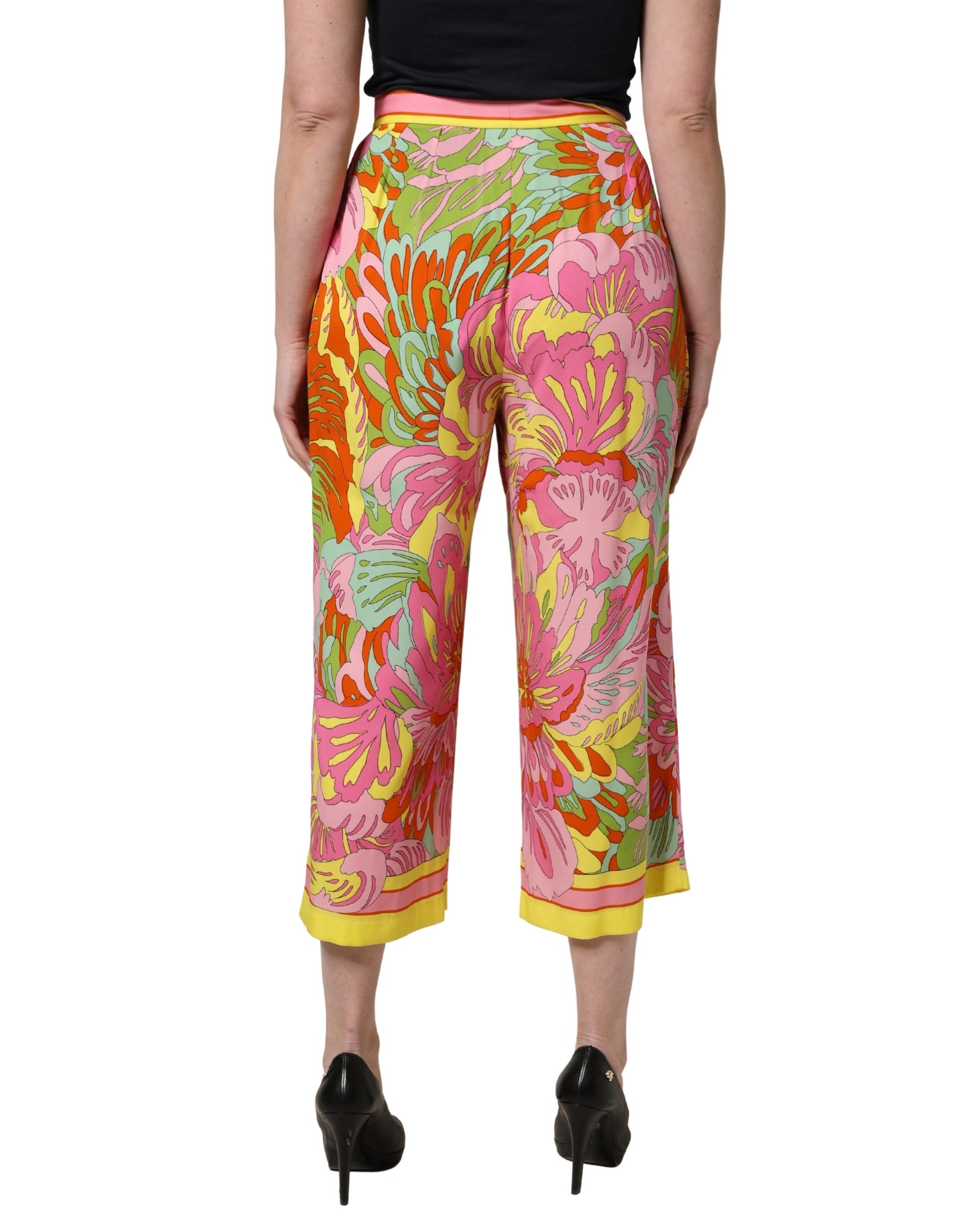 Dolce & Gabbana Multicolor FloralPrint Cropped Trouser Pants | Regal Royce