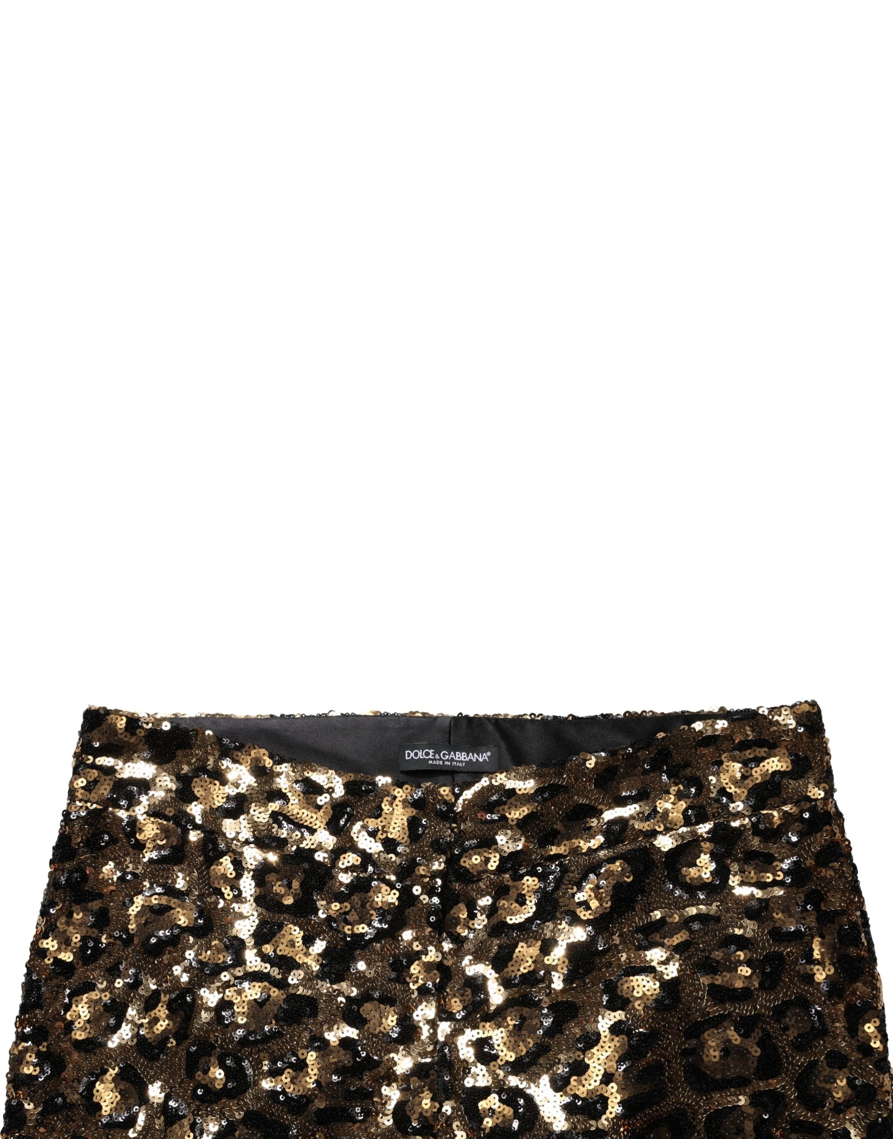Dolce & Gabbana Gold Leopard Sequined Straight Trouser Pants | Regal Royce