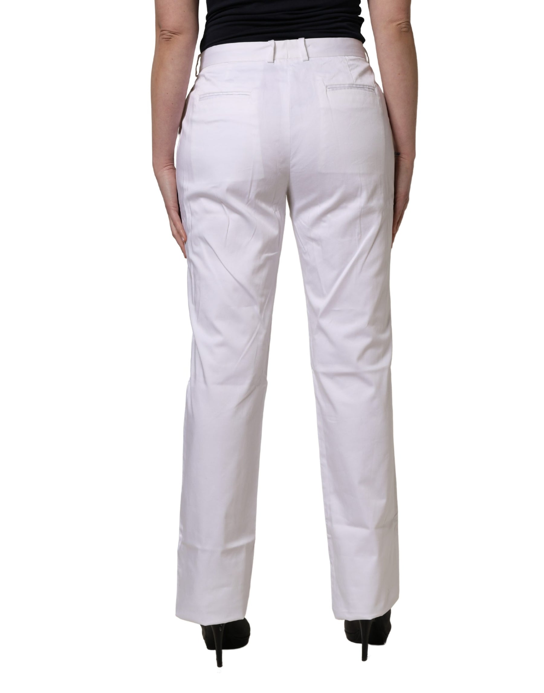 GF Ferre White Mid Waist Straight Chino Women Trouser Pants | Regal Royce