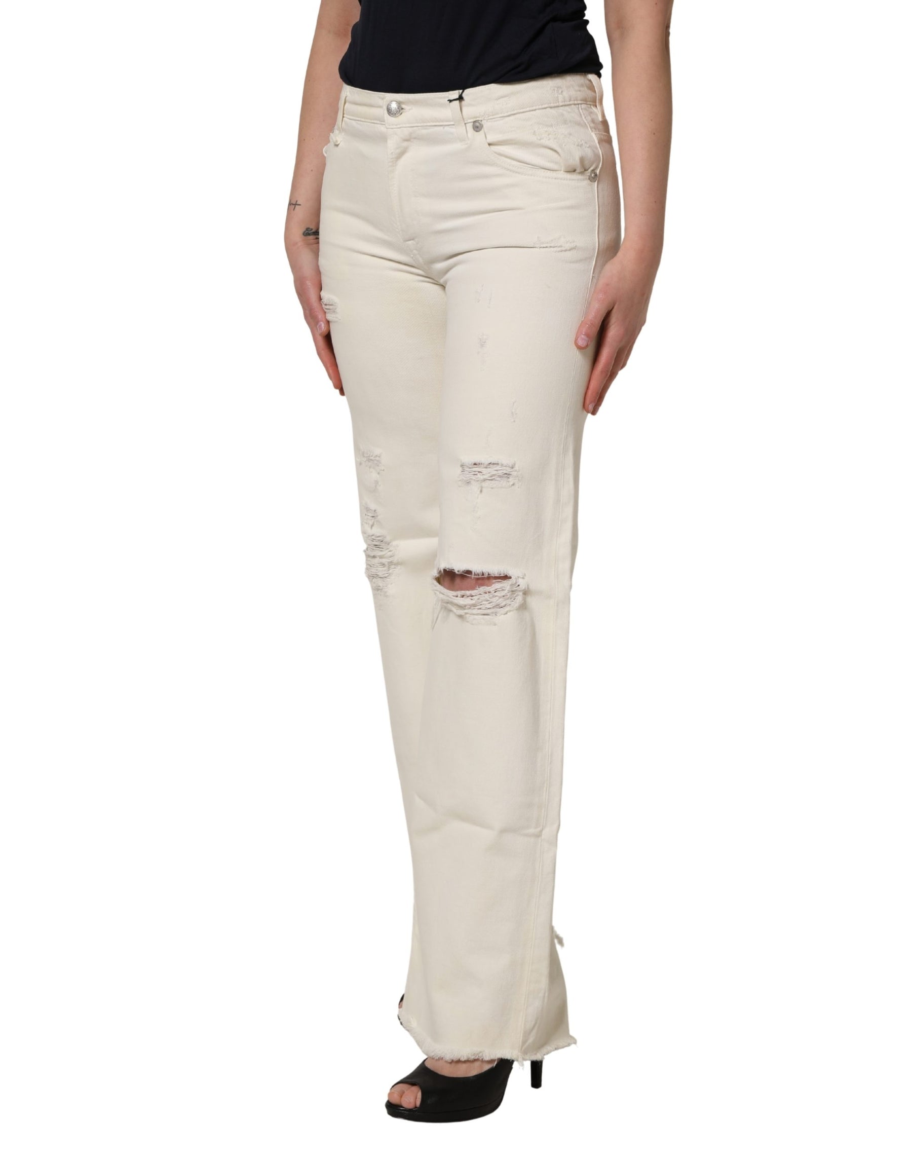 R13 Mid Waisted Bootcut Tattered Denim Trouser Jeans | Regal Royce