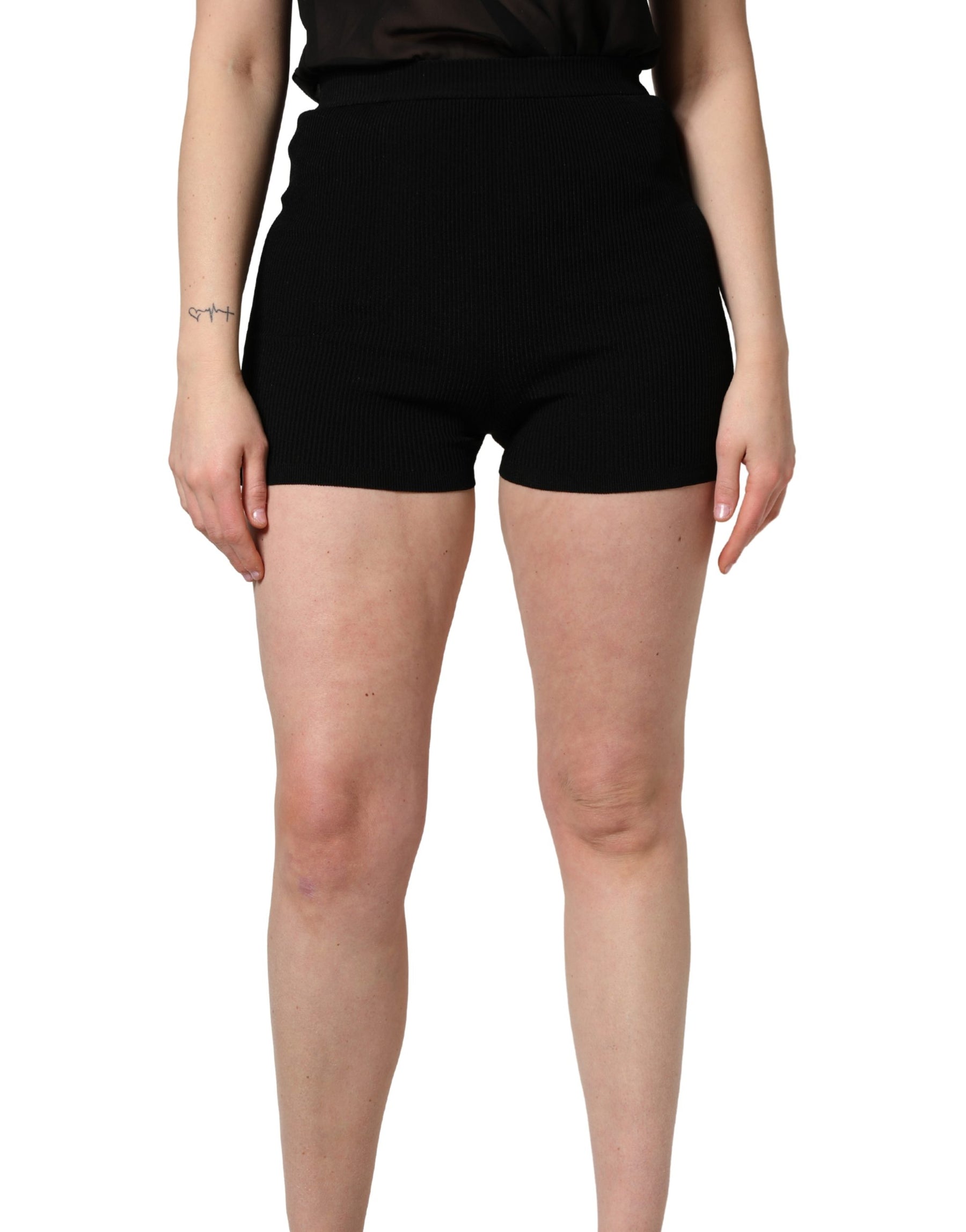 Dolce & Gabbana Black Viscose High Waisted Hot Pants Shorts | Regal Royce