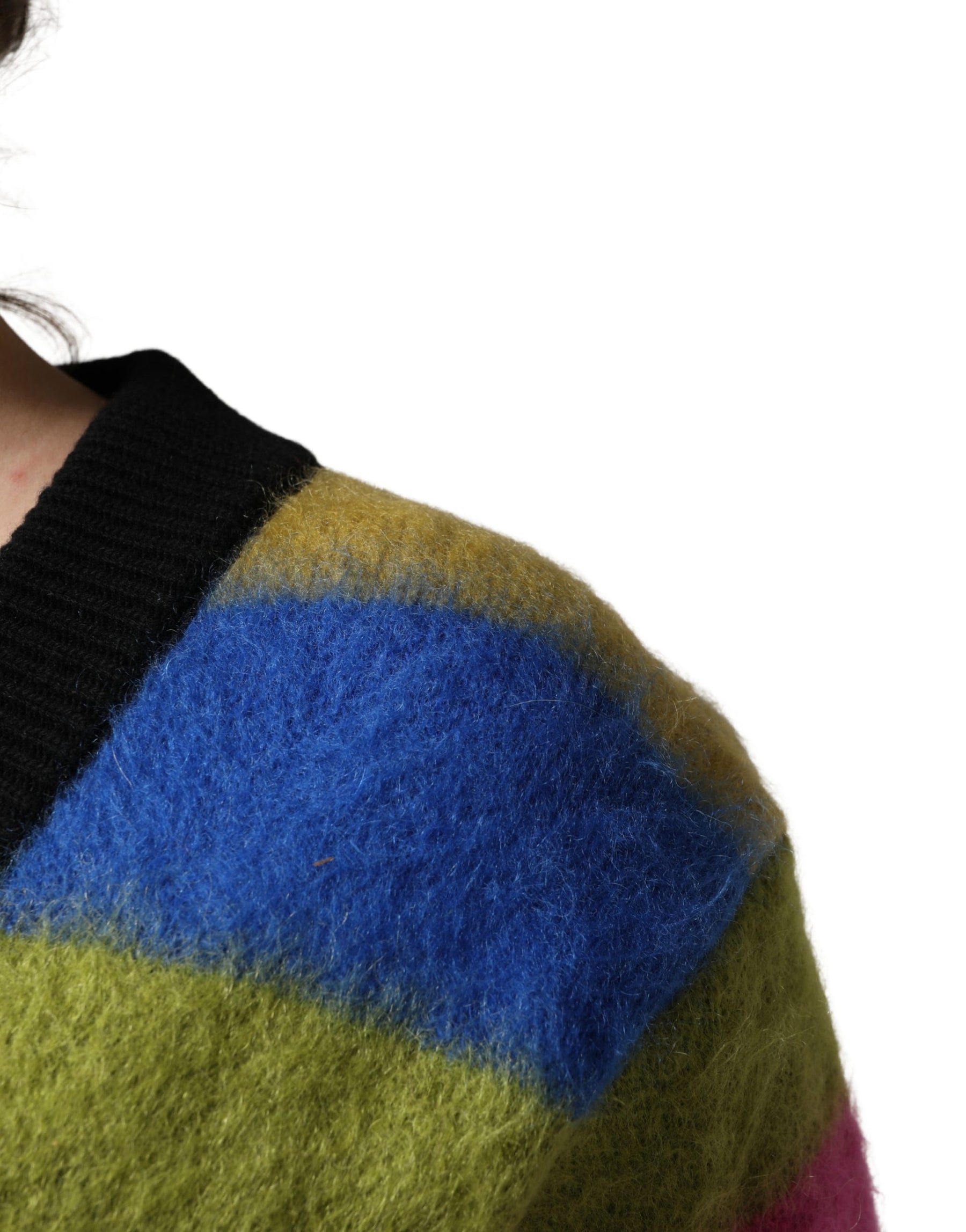 Dolce & Gabbana Multicolor Stripes V-neck Pullover Sweater | Regal Royce