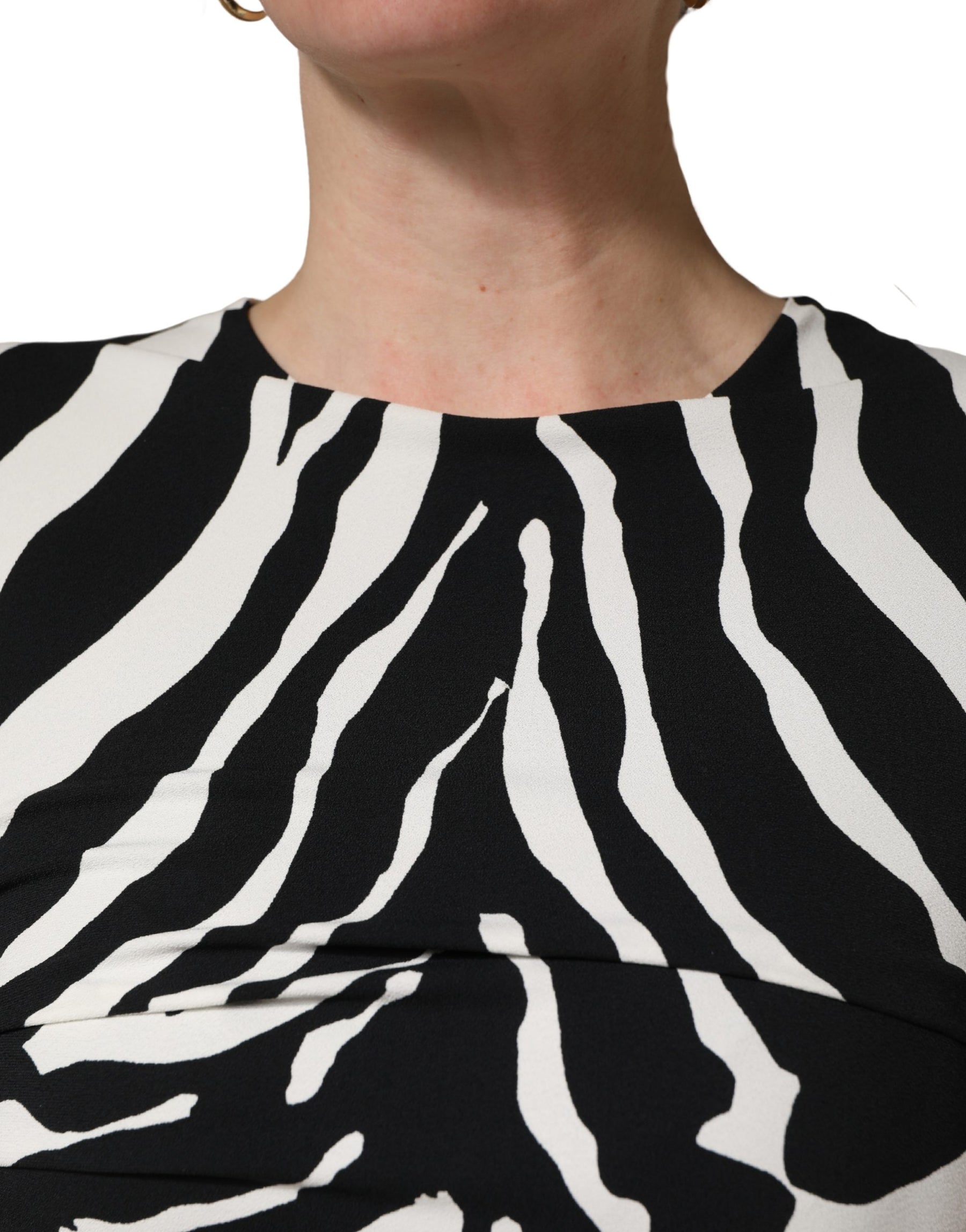 Dolce & Gabbana Black White Zebra Cady Calf Length Dress | Regal Royce