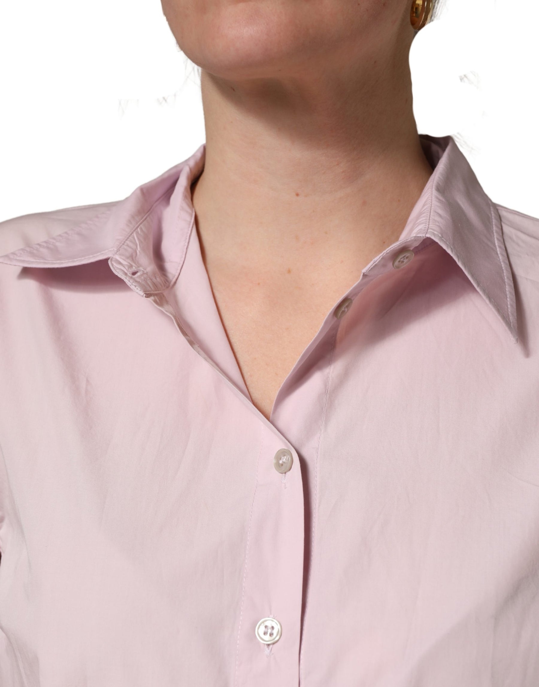 Dolce & Gabbana LightPink Cotton Collared Buttoned Blouse  Top | Regal Royce