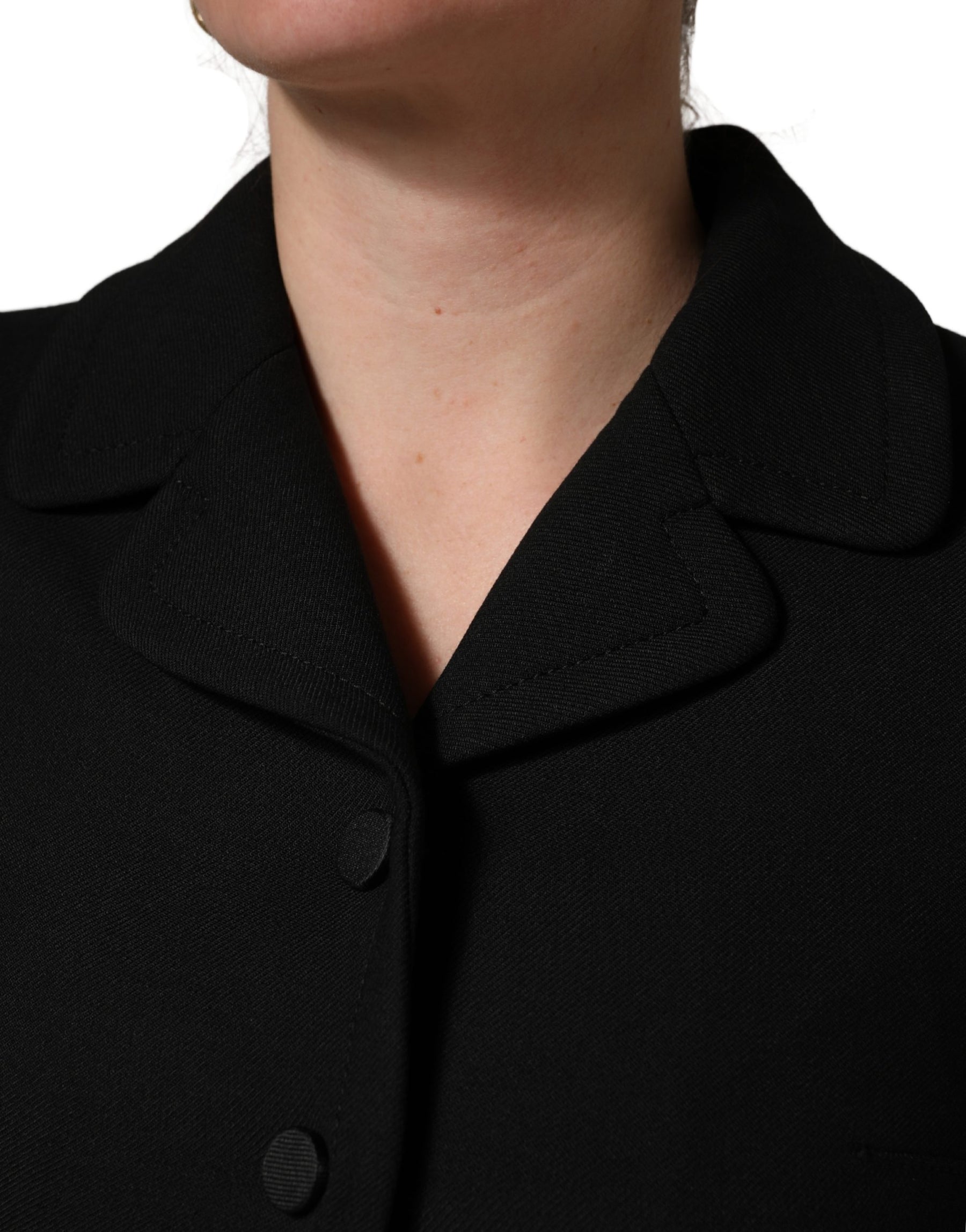 Dolce & Gabbana Black Collared Short Sleeves Cropped Blouse Top | Regal Royce