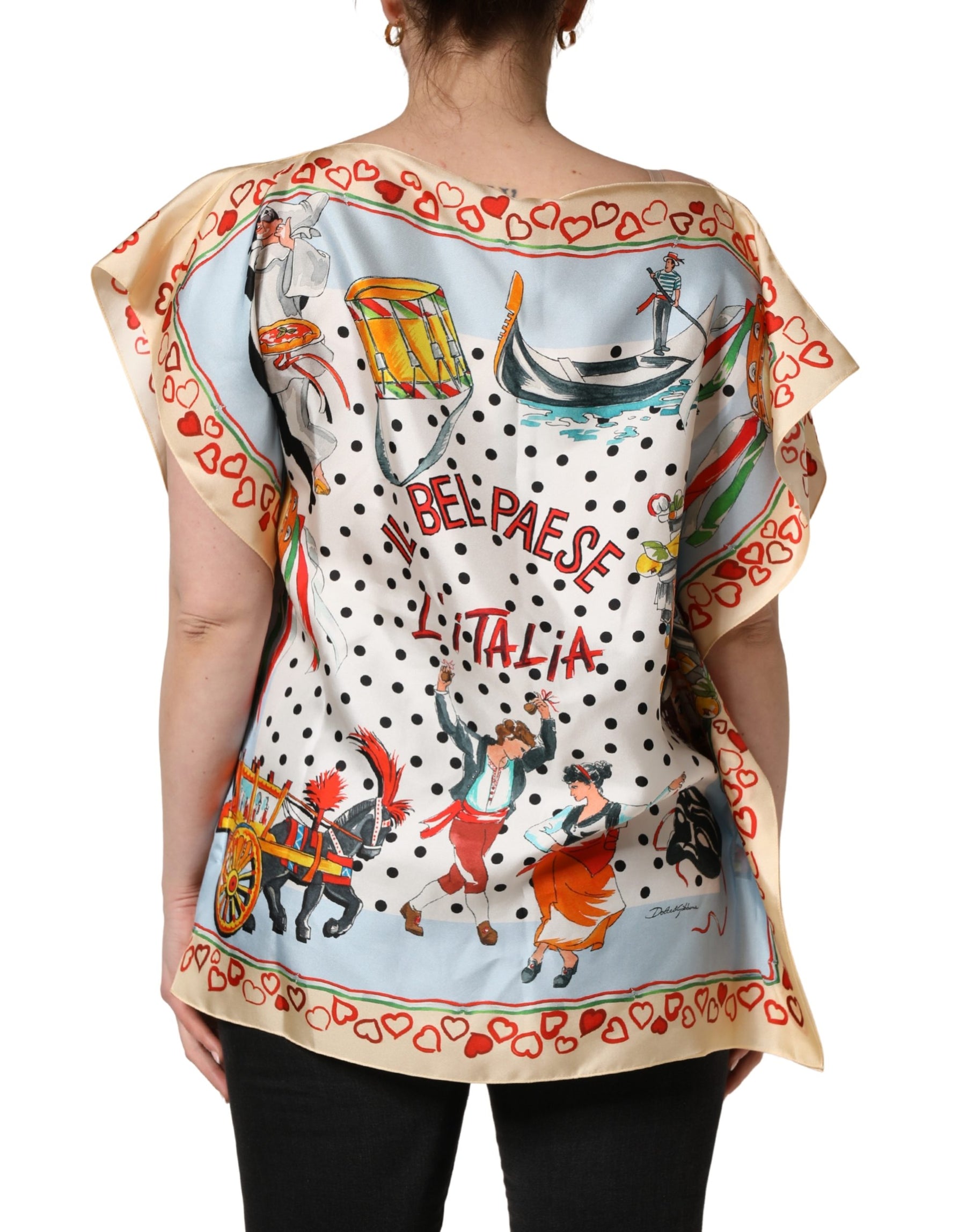 Dolce & Gabbana Multicolor Italy Scenes Graphic Silk Top | Regal Royce