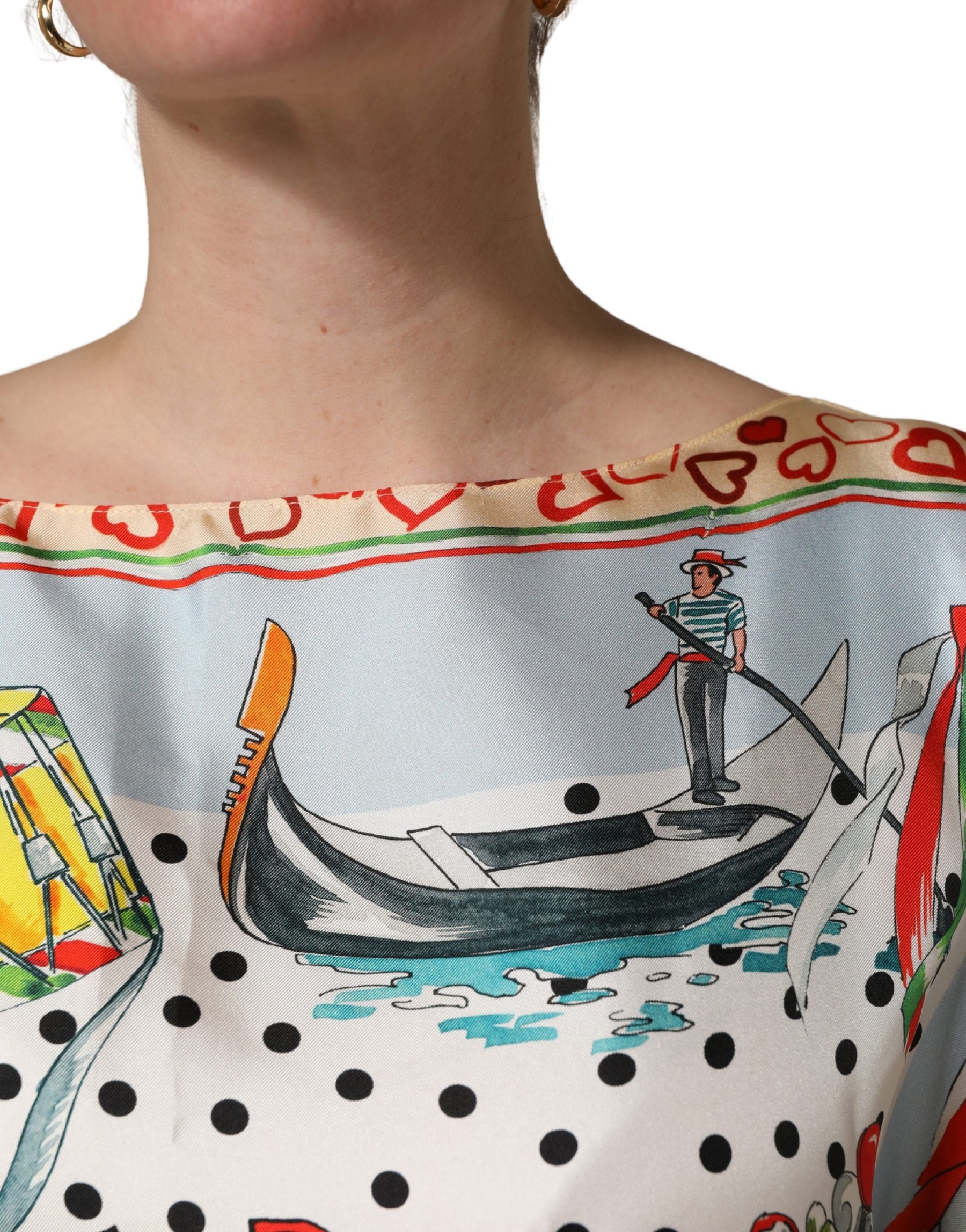 Dolce & Gabbana Multicolor Italy Scenes Graphic Silk Top | Regal Royce