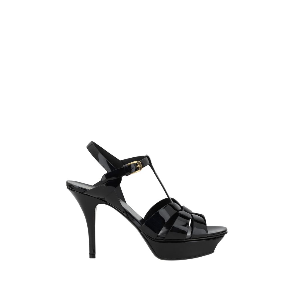 Saint Laurent Black Calf Leather Bos Taurus Stiletto Heel Sandals | Regal Royce