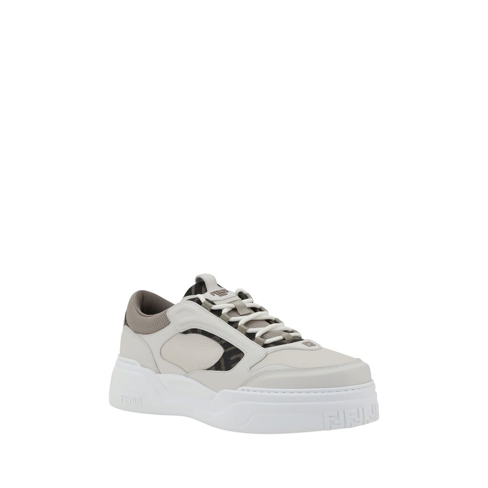 Fendi White Calf Leather Bos Taurus Low Top Sneakers | Regal Royce