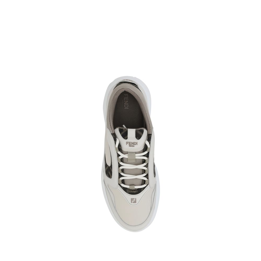 Fendi White Calf Leather Bos Taurus Low Top Sneakers | Regal Royce