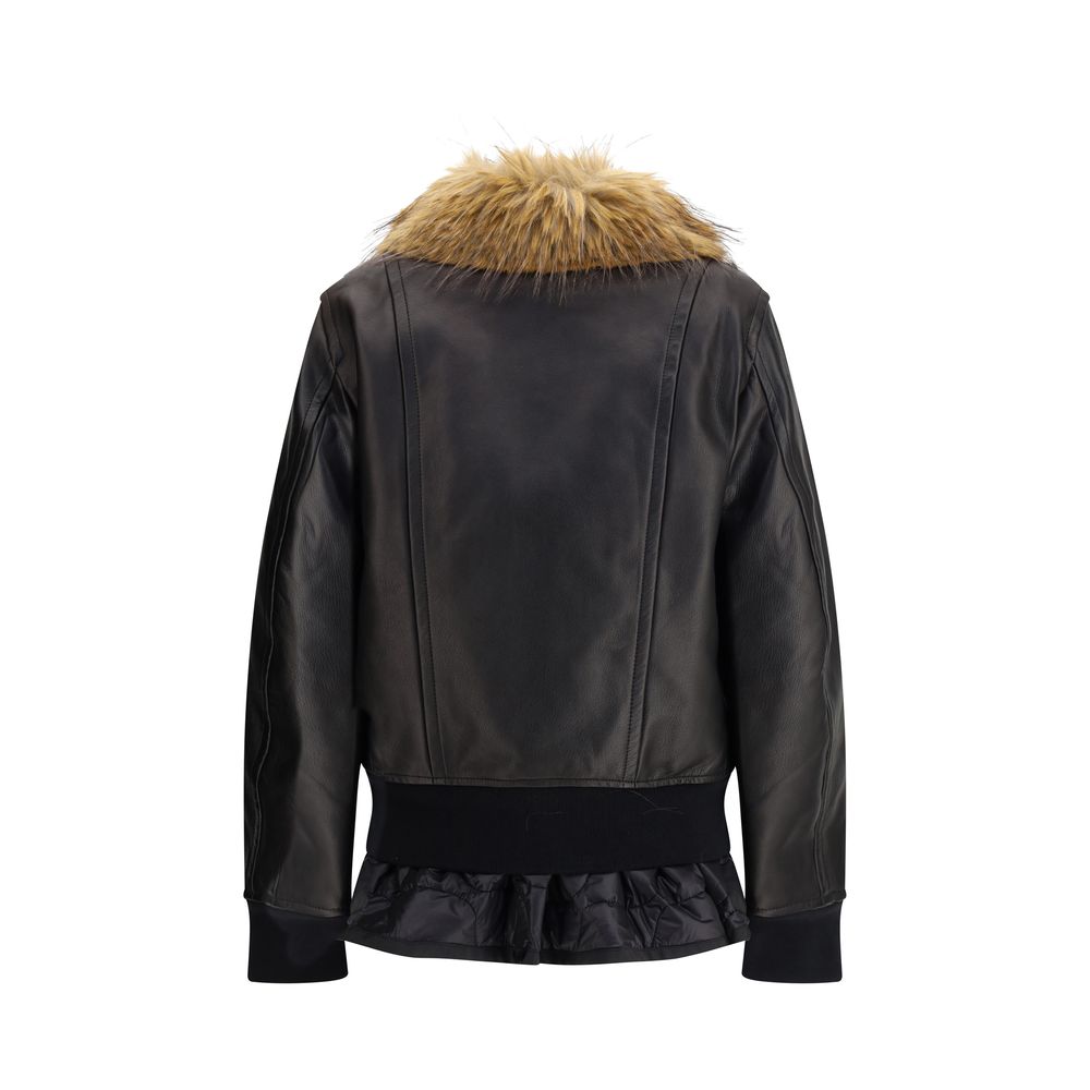Sacai Black Leather Jacket | Regal Royce