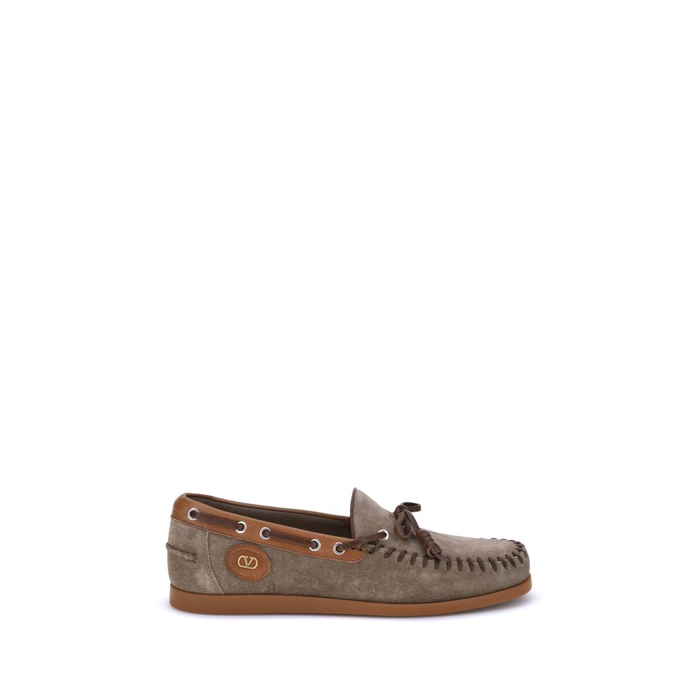 Valentino Garavani Brown Crust Leather Slip-On Loafers | Regal Royce