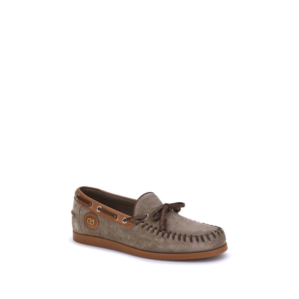 Valentino Garavani Brown Crust Leather Slip-On Loafers | Regal Royce