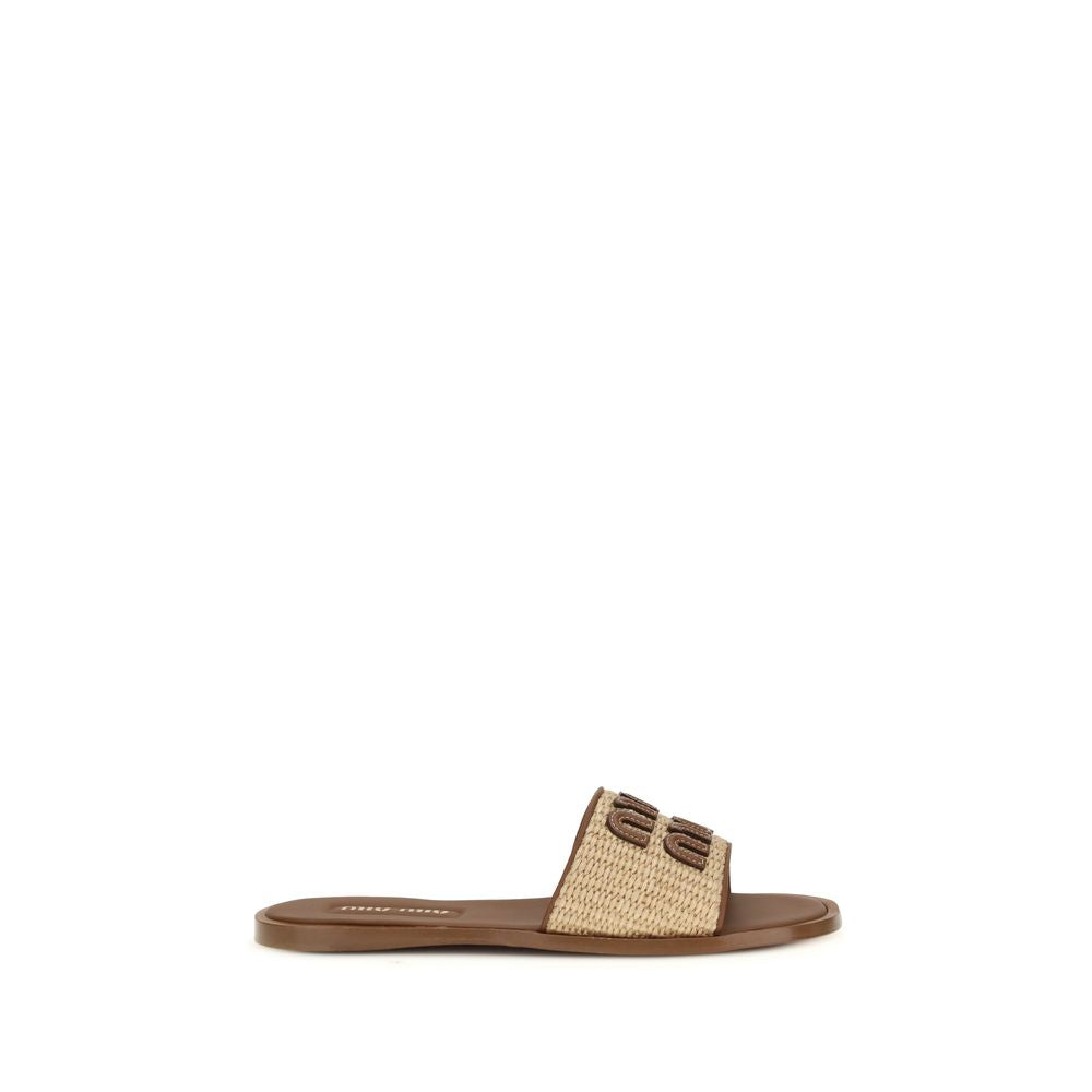 Miu Miu Beige Nylon Slippers | Regal Royce