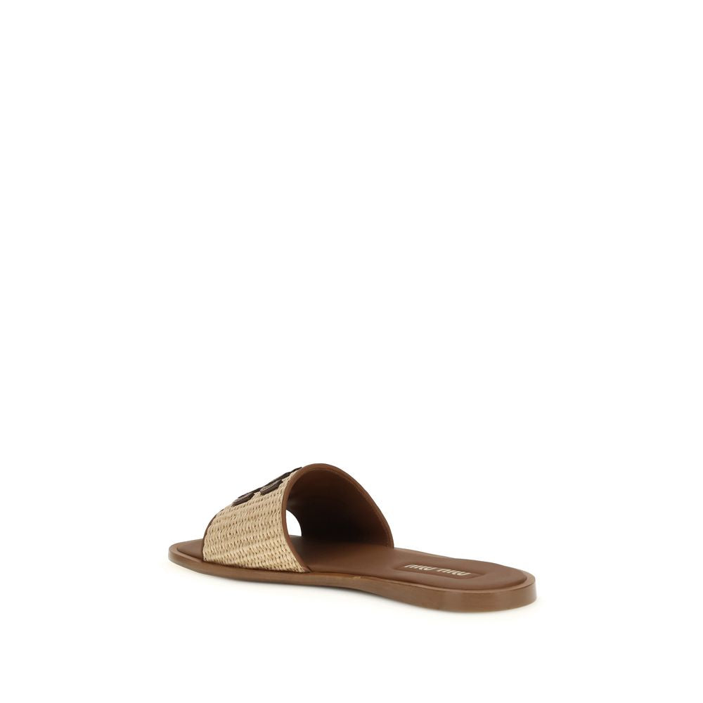 Miu Miu Beige Nylon Slippers | Regal Royce