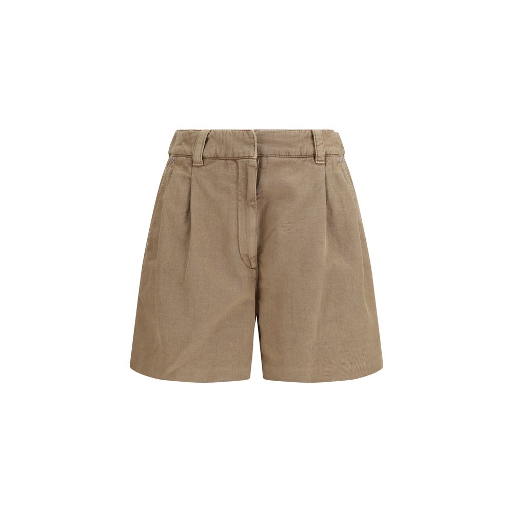 Brunello Cucinelli Beige Cotton Bermuda Shorts | Regal Royce