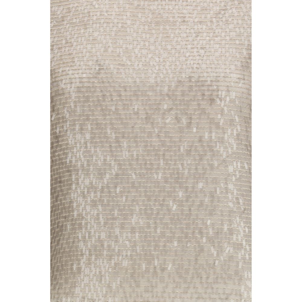 Brunello Cucinelli Beige Silk T-Shirt | Regal Royce