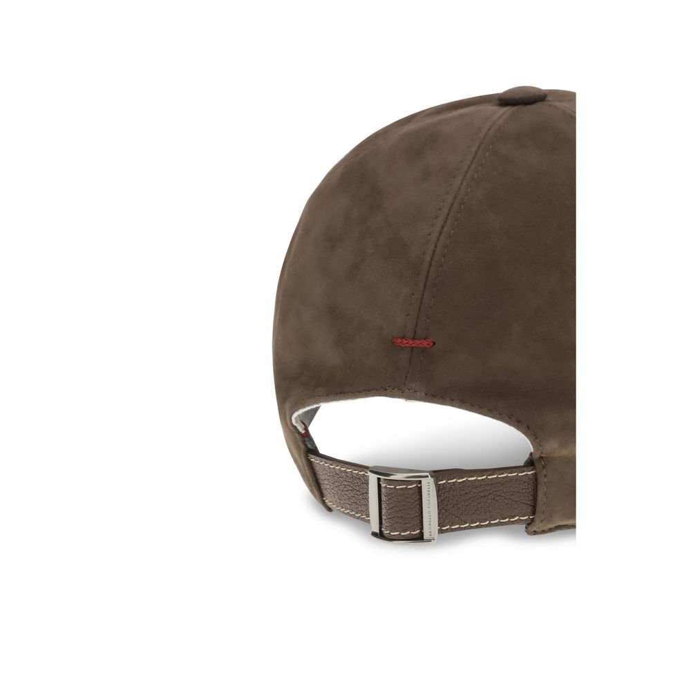 Brunello Cucinelli Brown Calf Leather Bos Taurus Cap (Baseball Hat) | Regal Royce