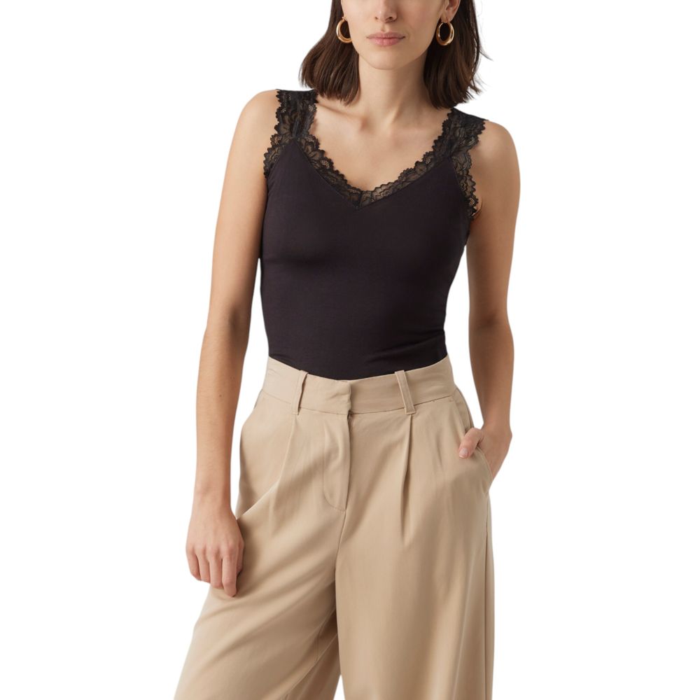 Vero Moda Black Viscose Tank Tops | Regal Royce